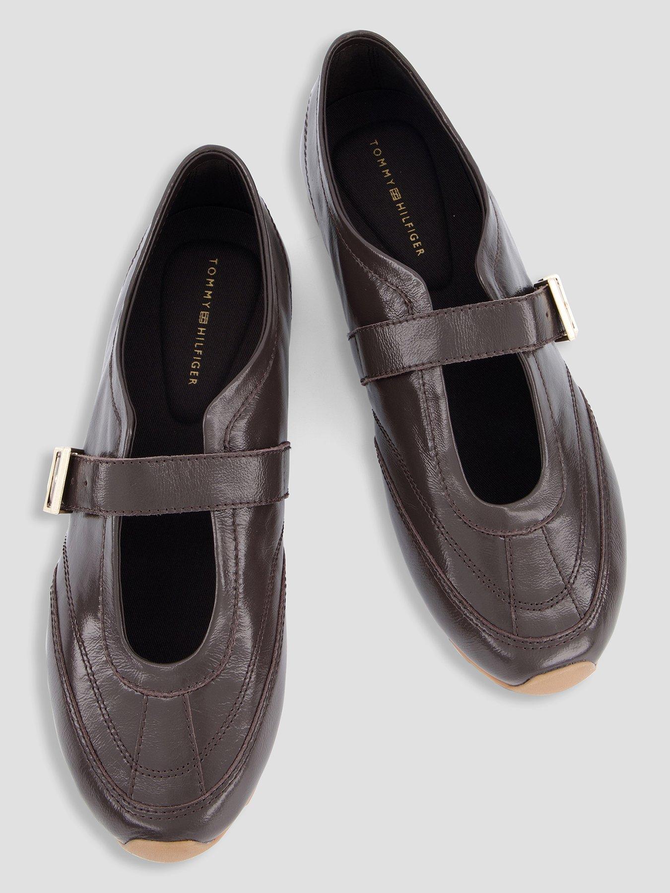 Image 3 of 7 of Tommy Hilfiger Bella Ballet Mary Jane Leather Trainers - Brown