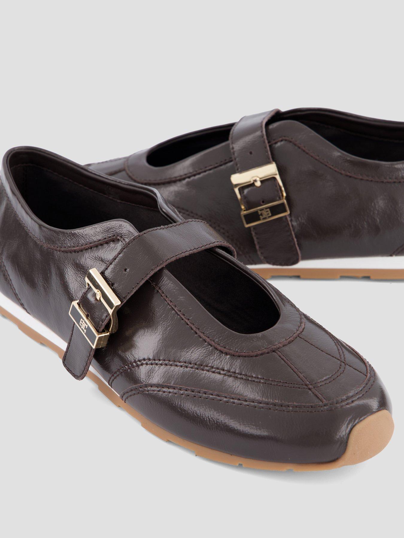 Image 5 of 7 of Tommy Hilfiger Bella Ballet Mary Jane Leather Trainers - Brown