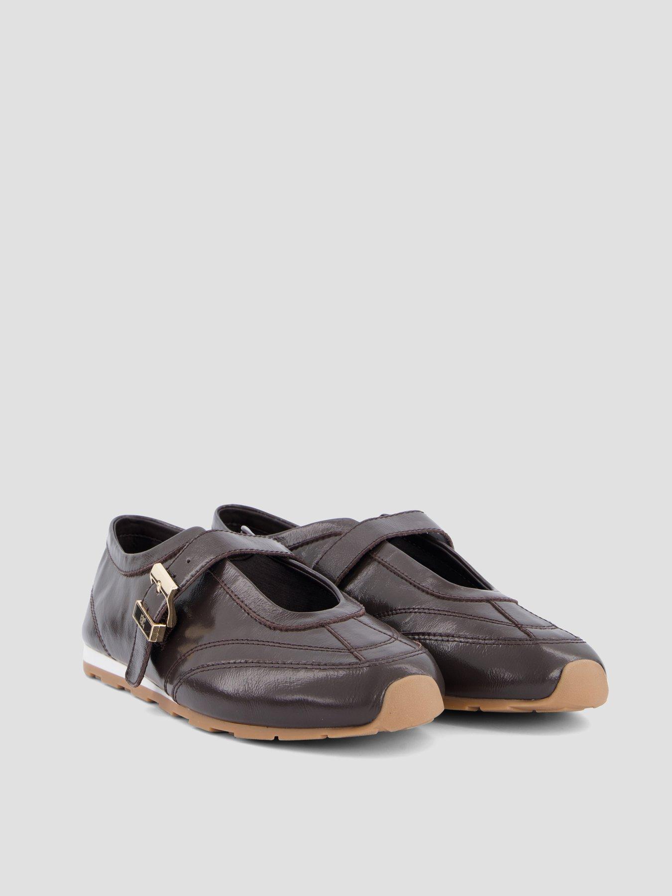 Image 6 of 7 of Tommy Hilfiger Bella Ballet Mary Jane Leather Trainers - Brown