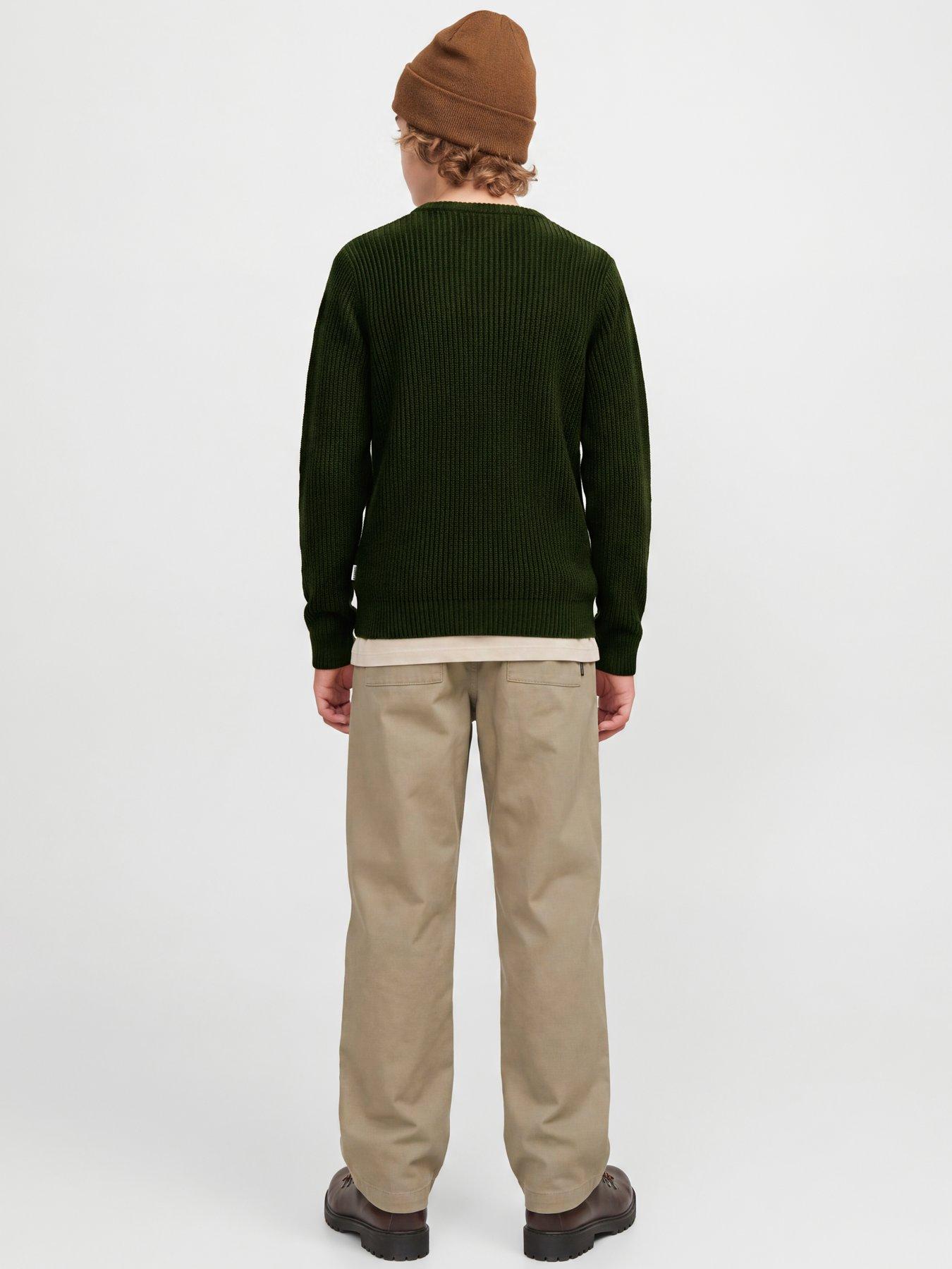 Image 2 of 4 of Jack & Jones Junior Jack &amp; Jones Junior Boys Ribbed Crew Neck Knitted Jumper - Green