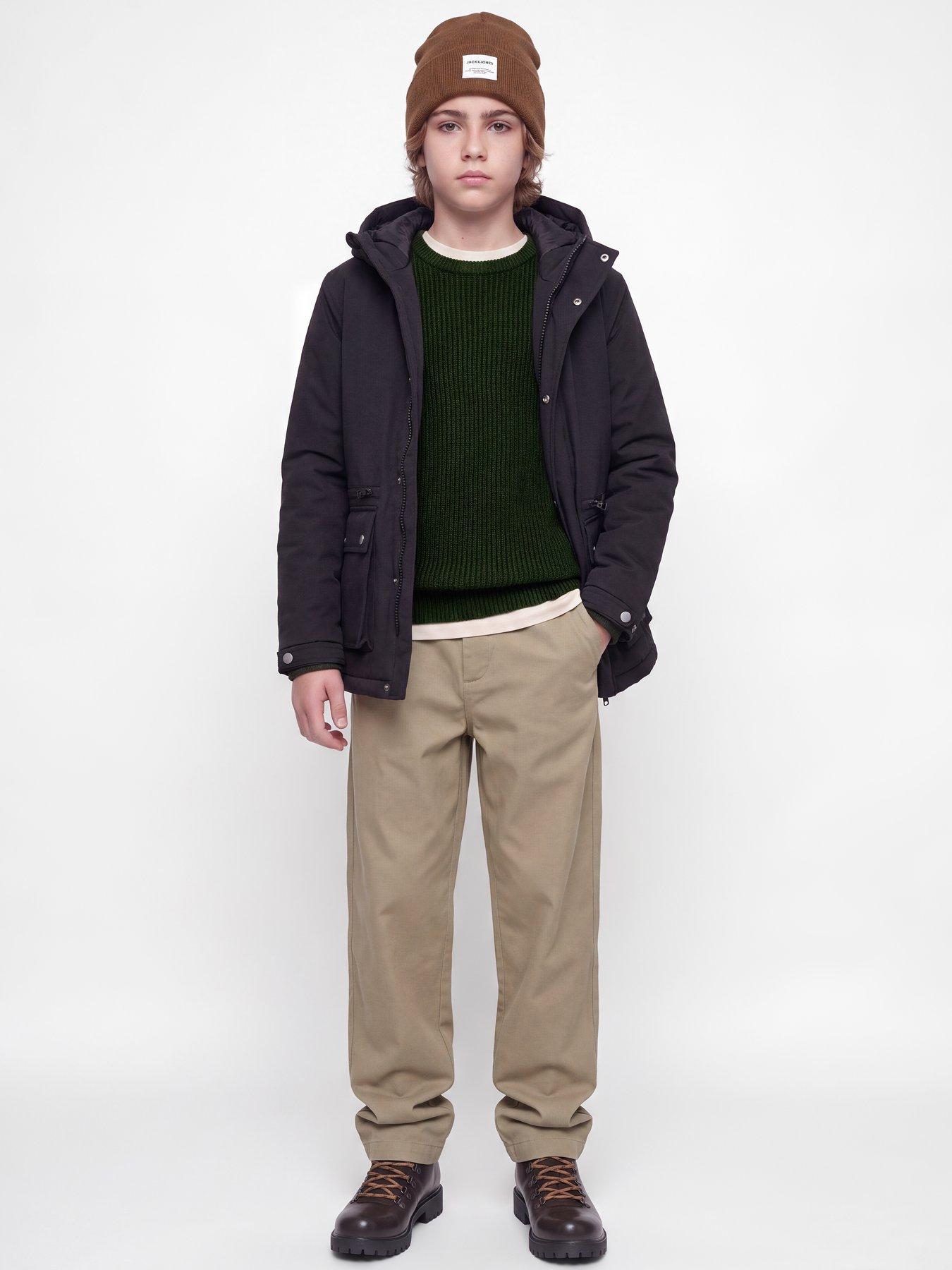Image 3 of 4 of Jack & Jones Junior Jack &amp; Jones Junior Boys Ribbed Crew Neck Knitted Jumper - Green
