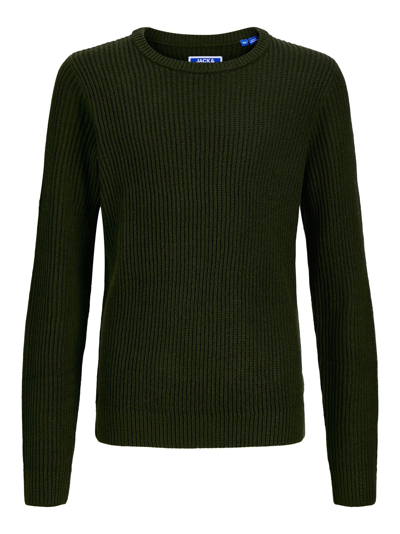 Image 4 of 4 of Jack & Jones Junior Jack &amp; Jones Junior Boys Ribbed Crew Neck Knitted Jumper - Green