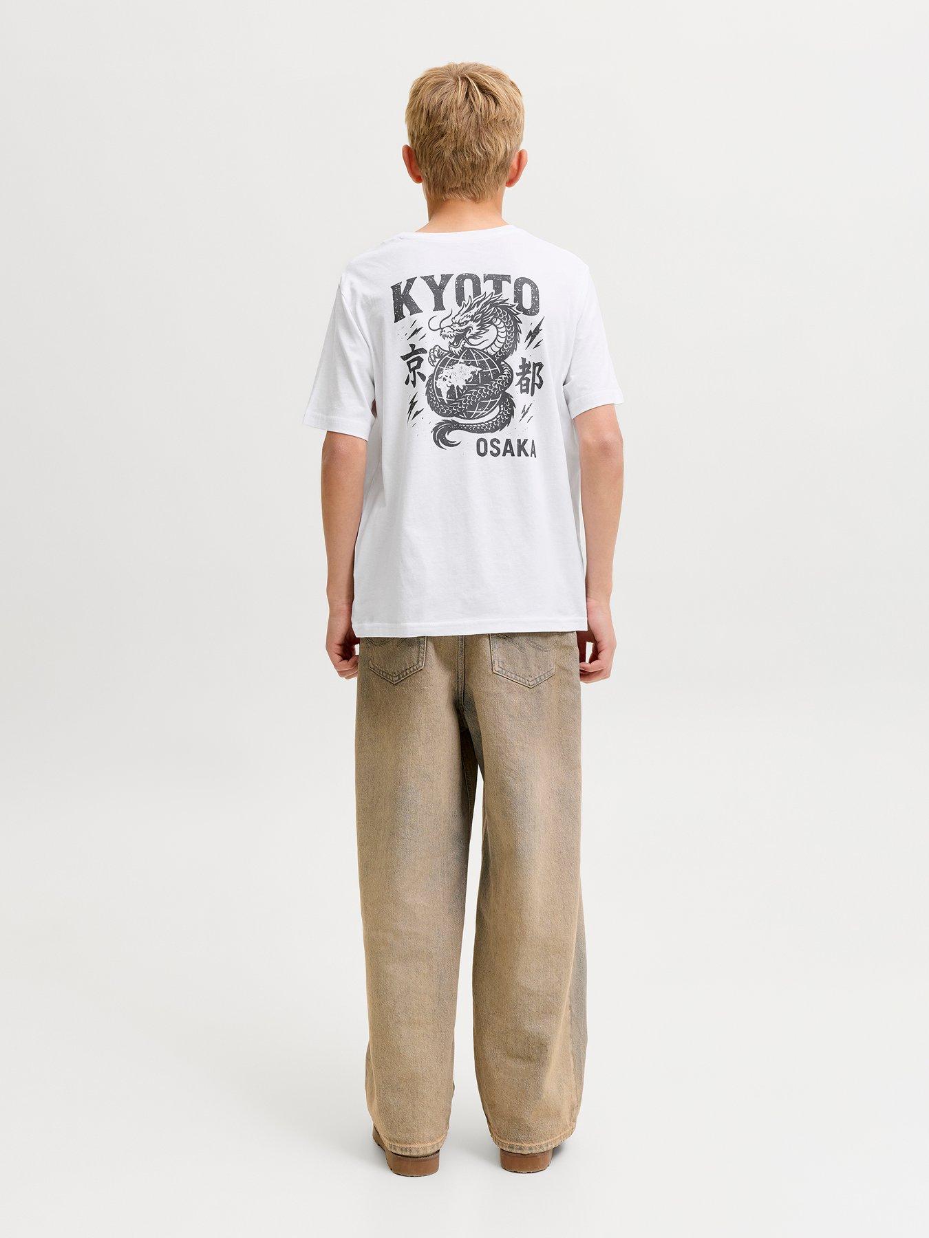 Jack & Jones Junior Boys Kyoto Back Print Short Sleeve T-shirt -  Bright White