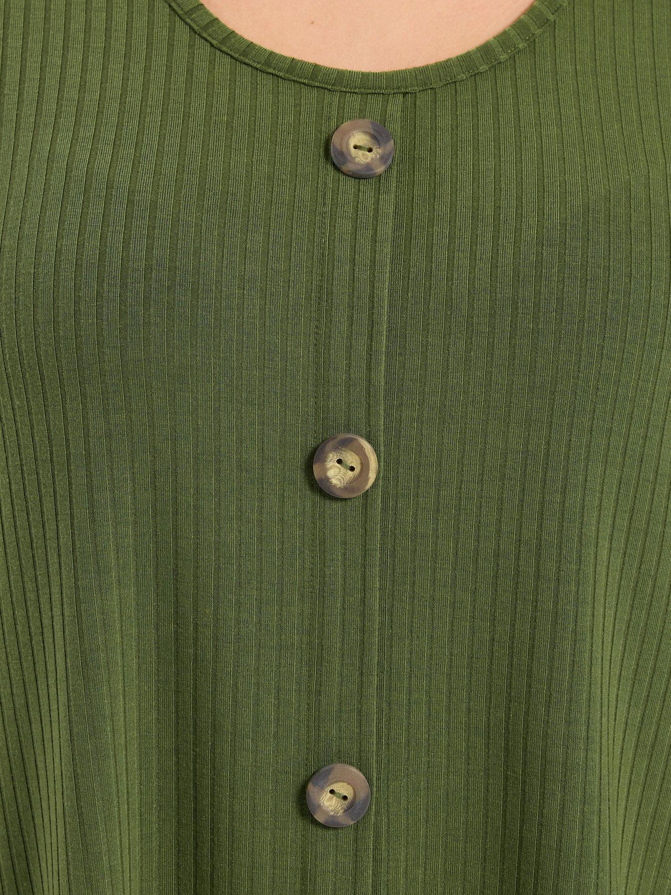  image of yours-curve-button-front-swing-t-shirt-green