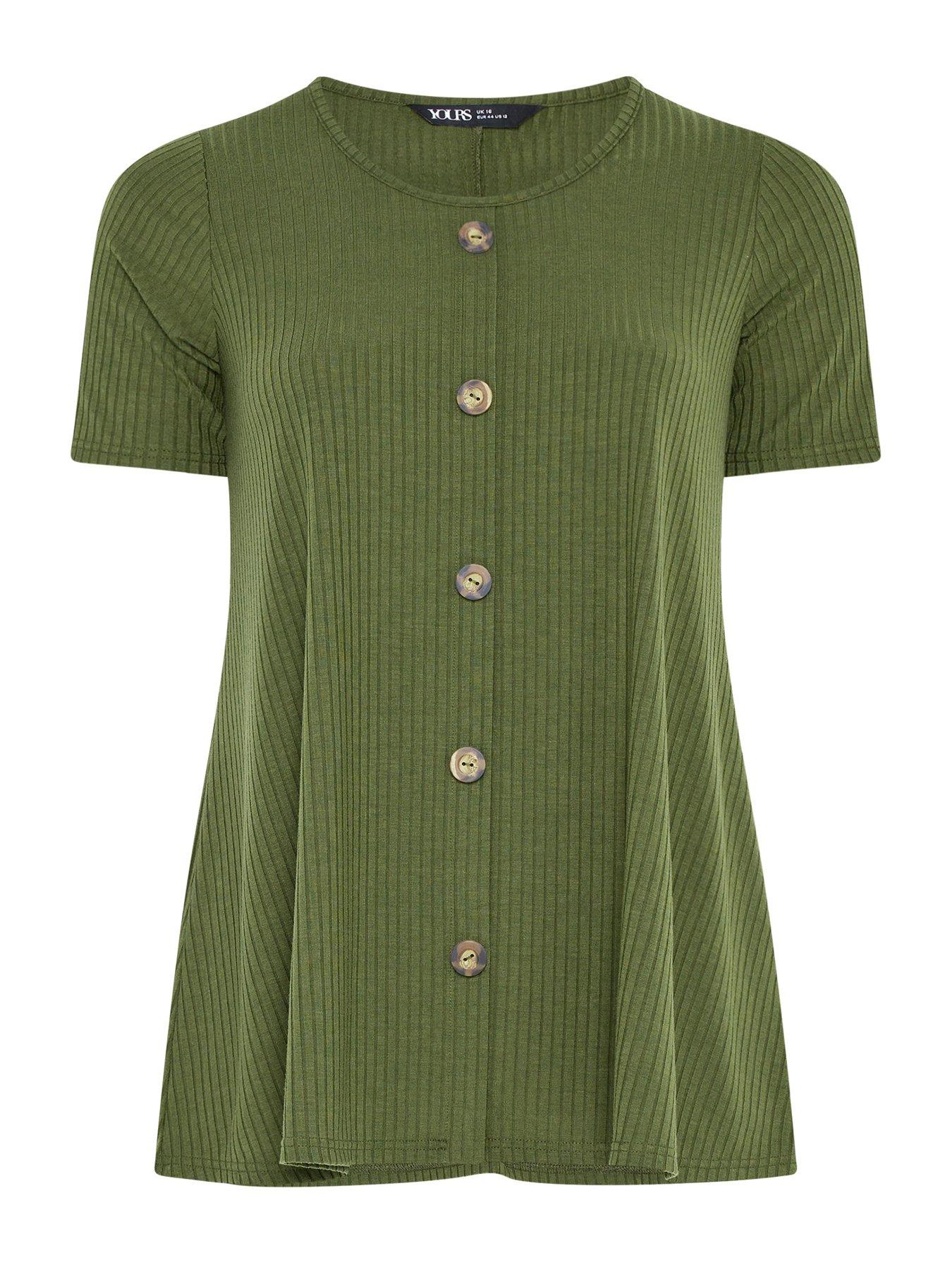 Image 6 of 6 of Yours Curve Button Front Swing T-shirt