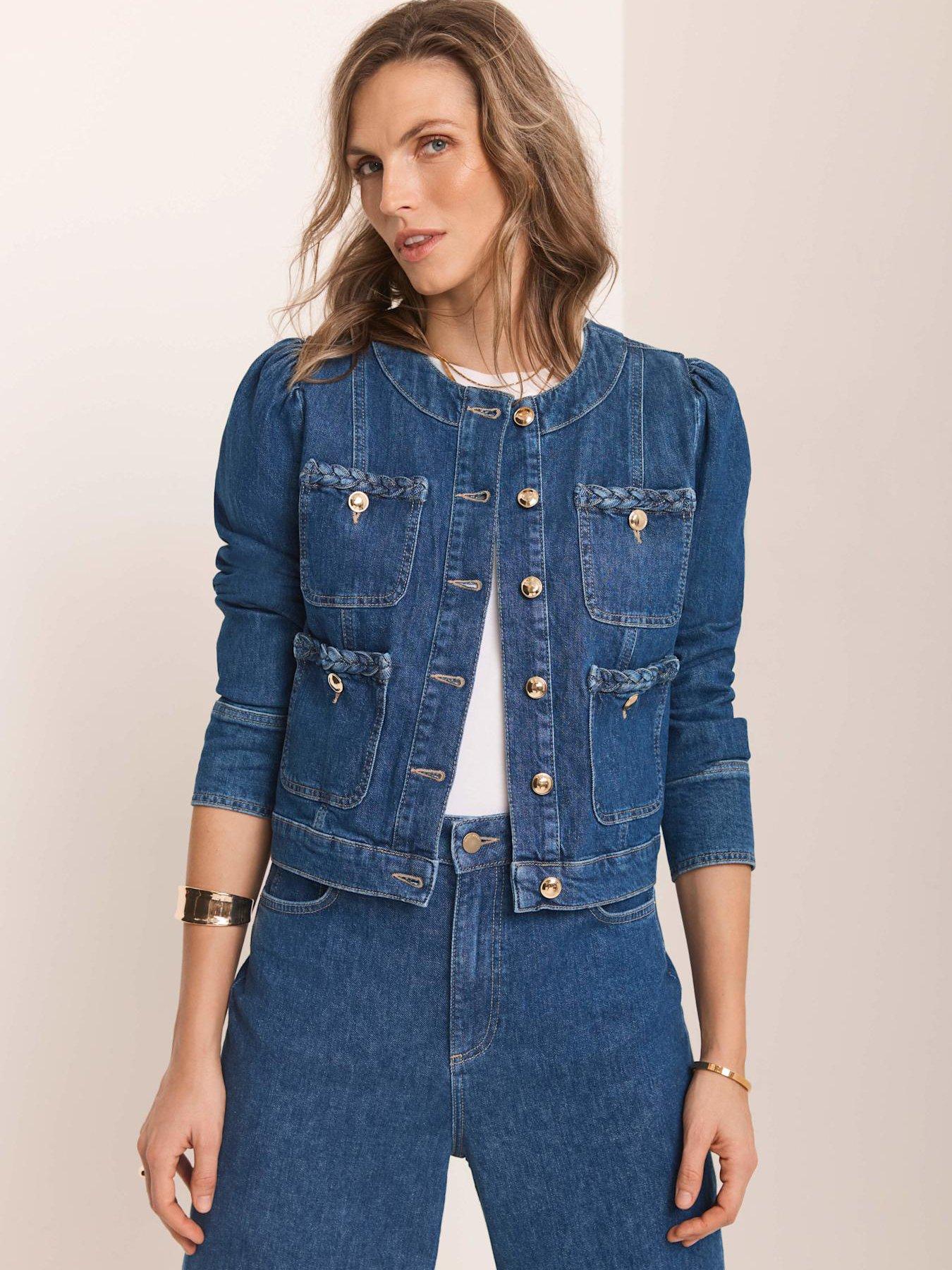 stillFront image of mint-velvet-plait-denim-jacket-blue