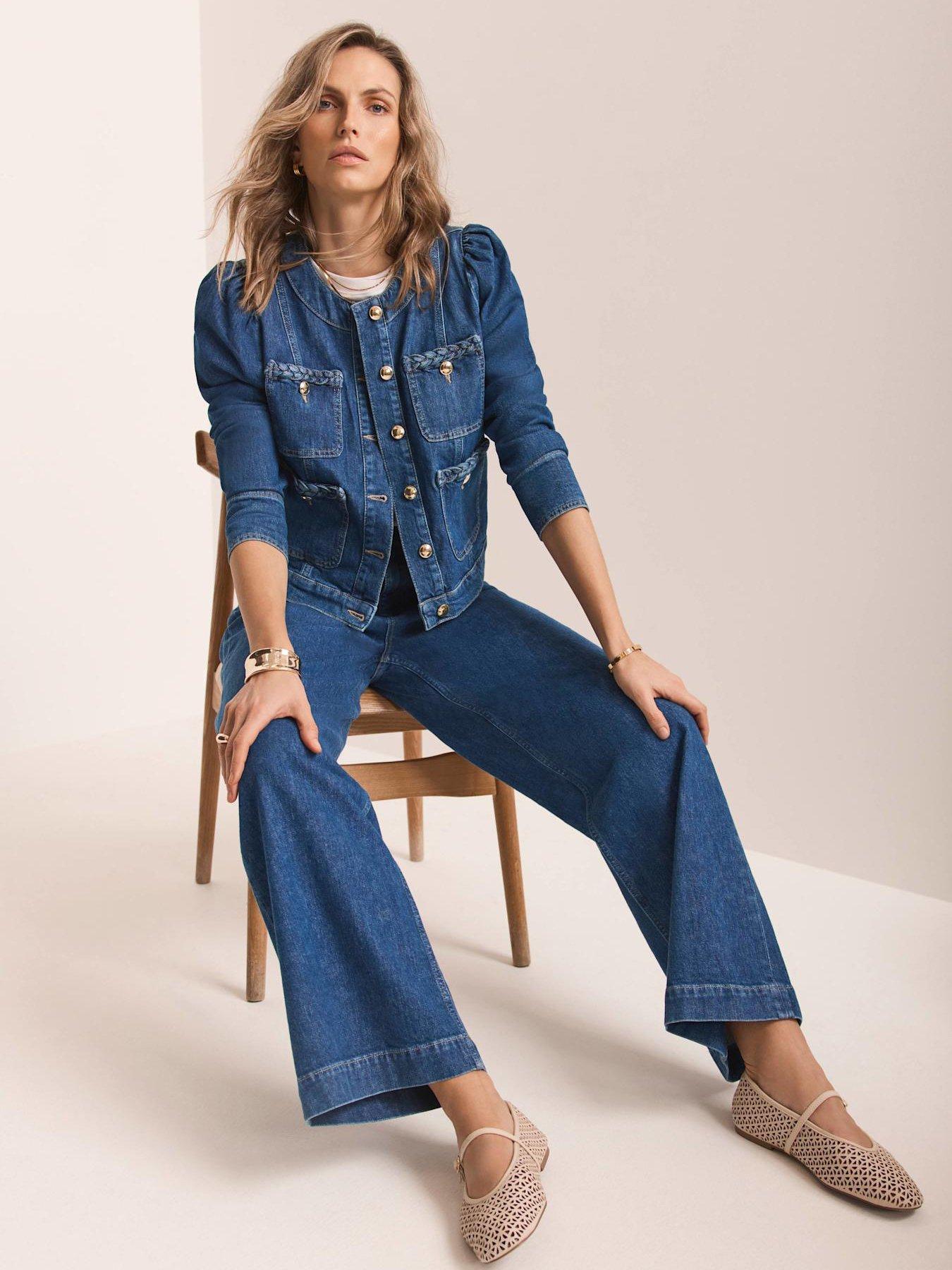  image of mint-velvet-plait-denim-jacket-blue