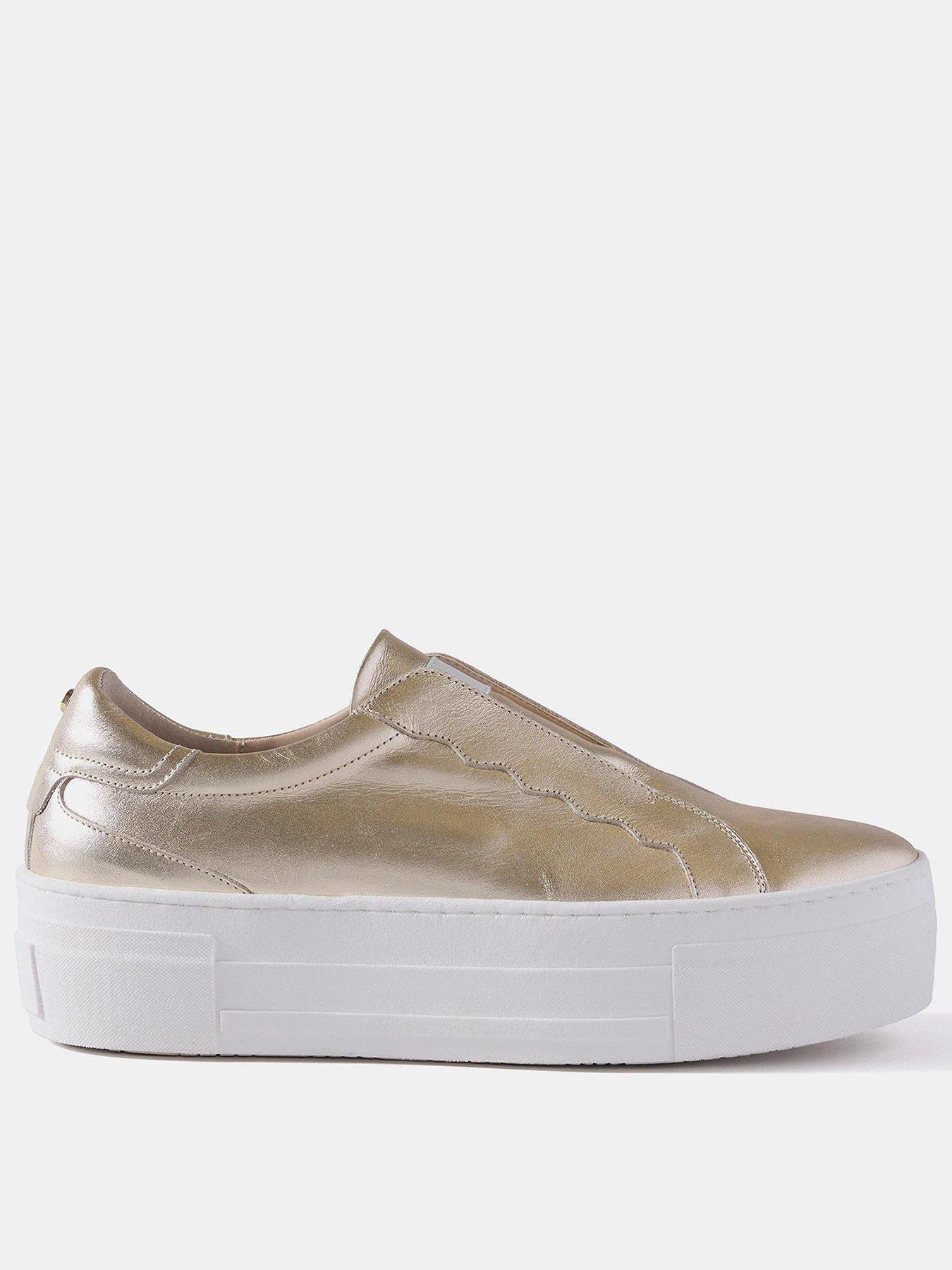 Image 1 of 3 of Mint Velvet Ellie Gold Platform Trainer