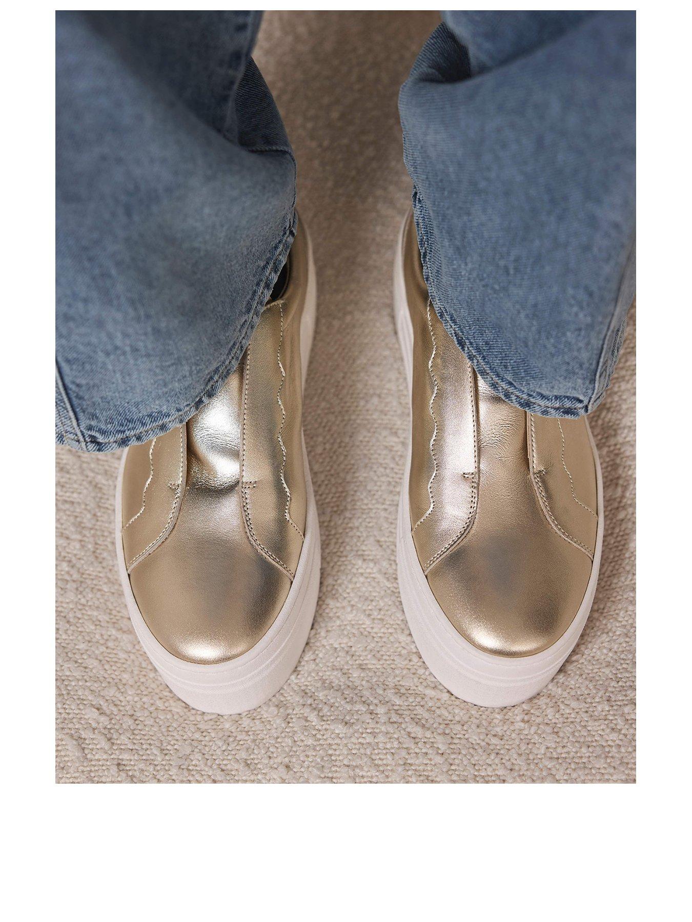 Image 2 of 3 of Mint Velvet Ellie Gold Platform Trainer