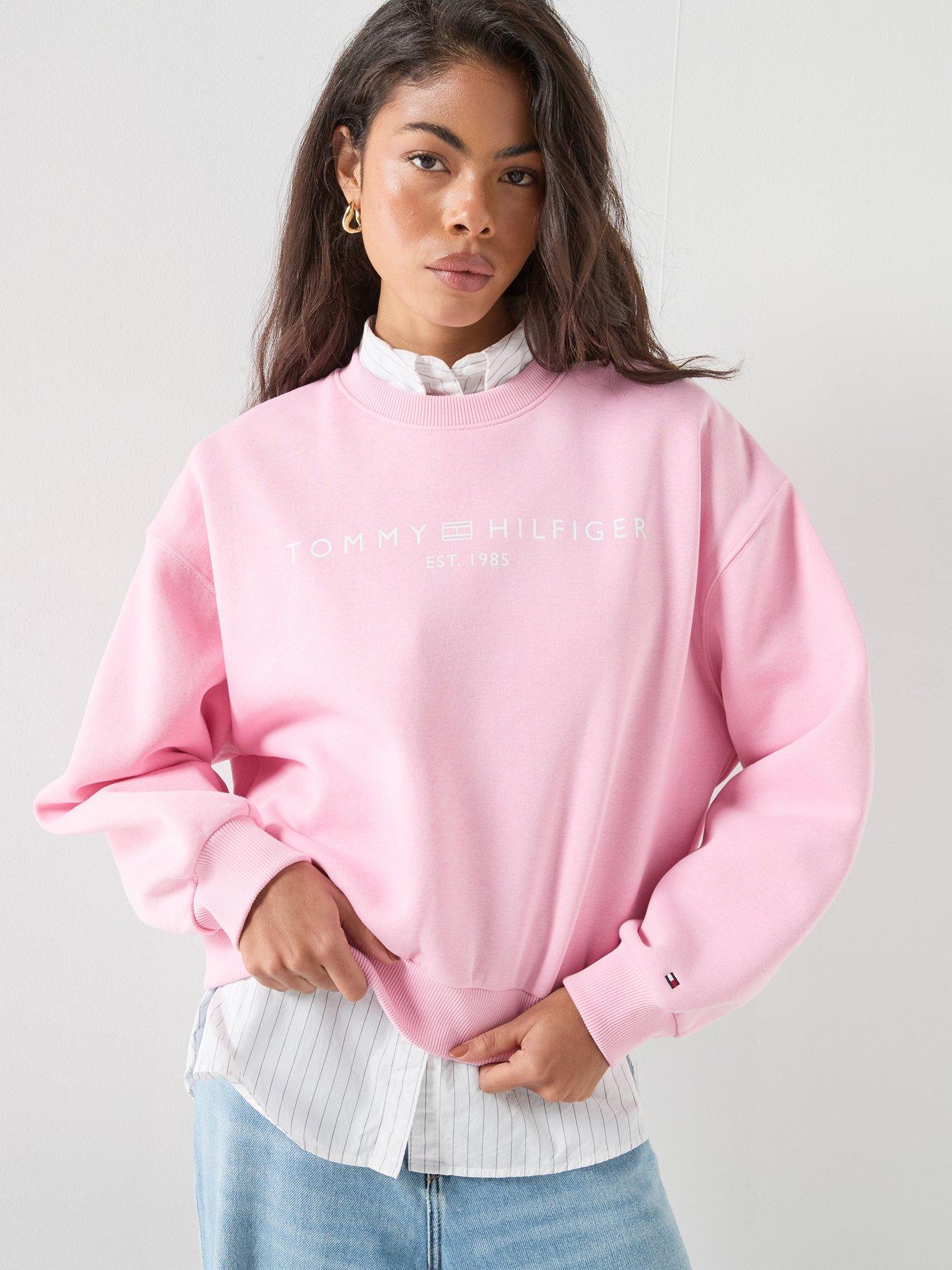 Tommy Hilfiger Logo Relaxed Fleece Sweatshirt - Pink