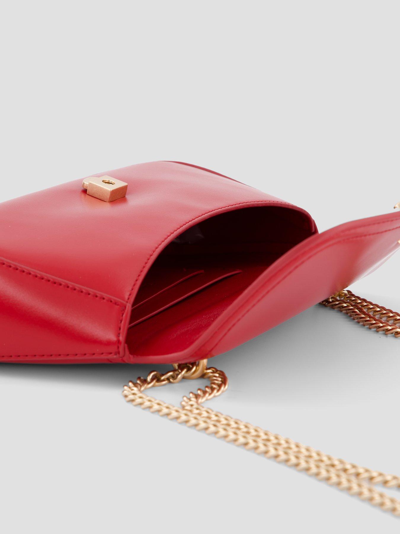 Image 6 of 6 of Calvin Klein Monogram Chain Strap Convertible Crossbody Bag - Red