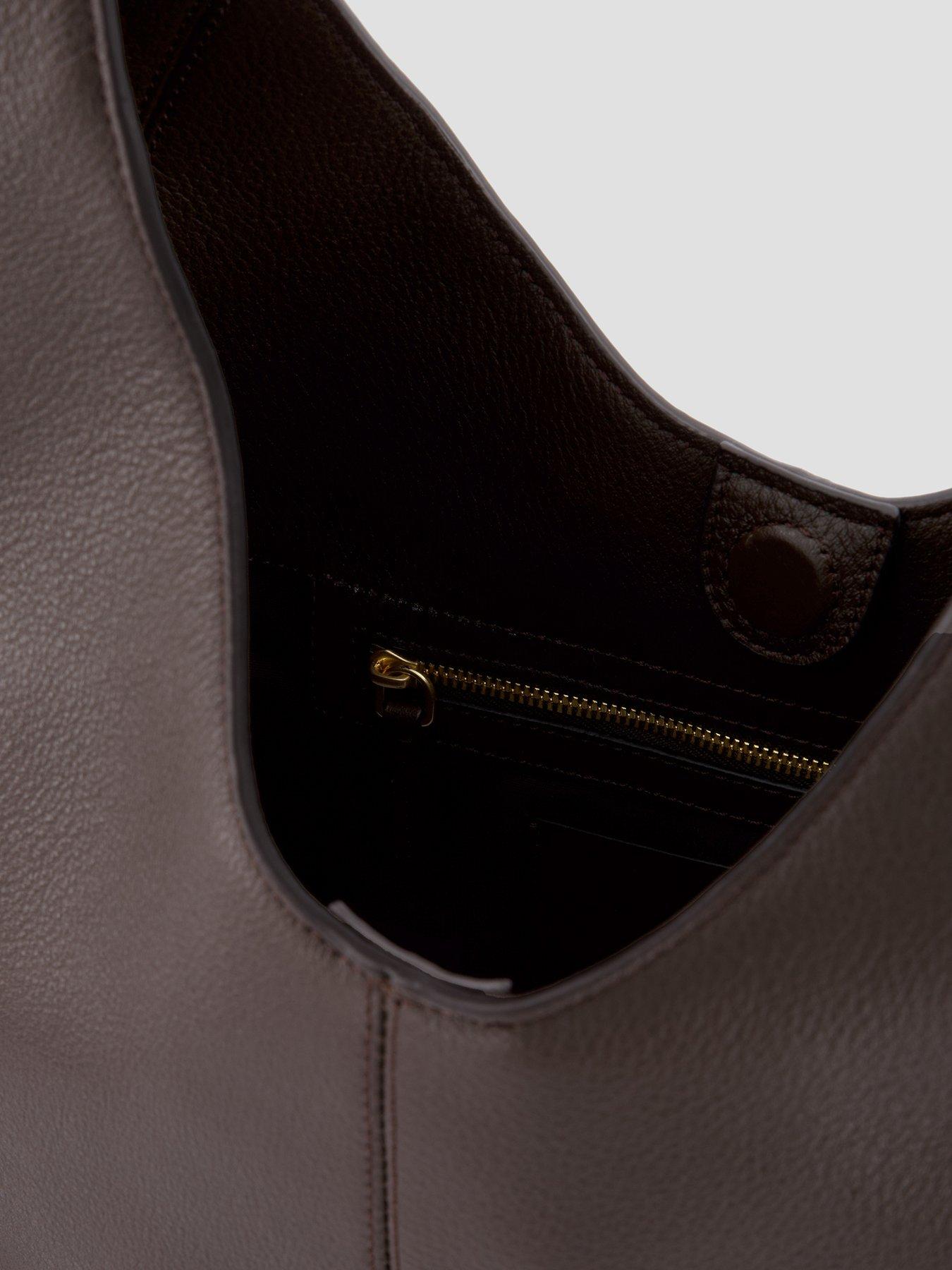 Image 4 of 4 of Calvin Klein Leather Asymmetric Slouch Bag - Brown