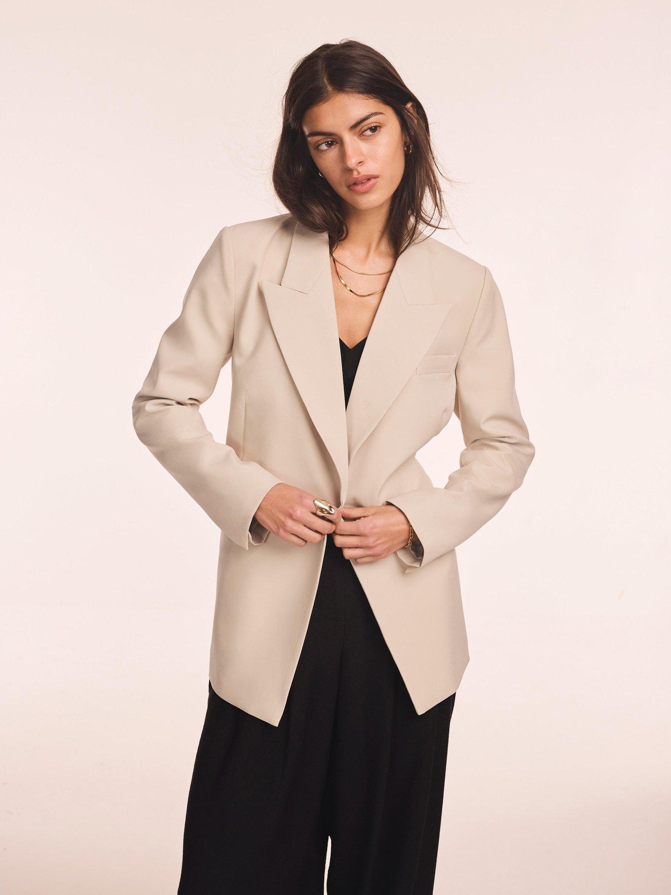  image of mint-velvet-easy-longline-blazer-neutral