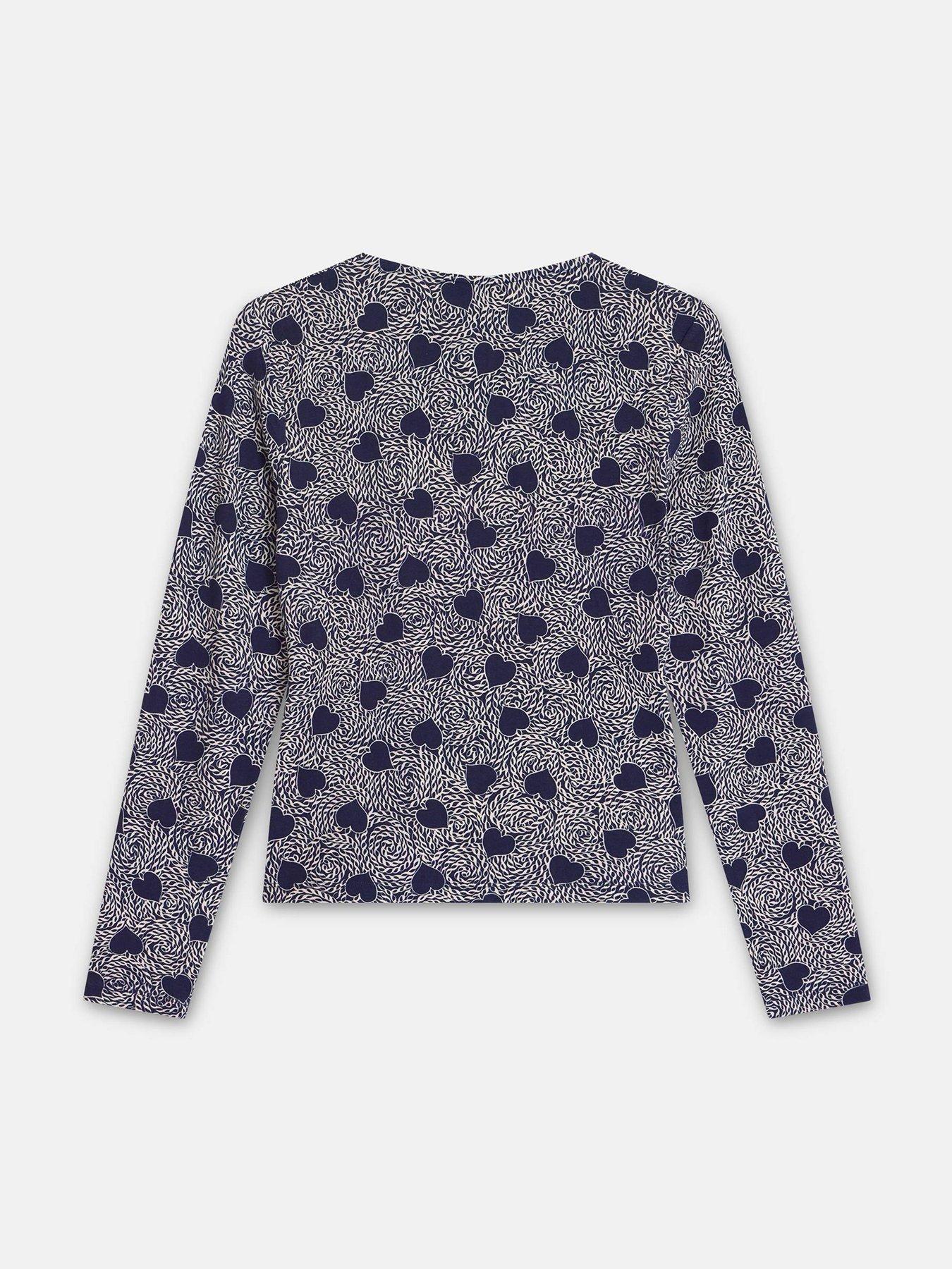  image of mint-velvet-heart-print-zip-top-navy