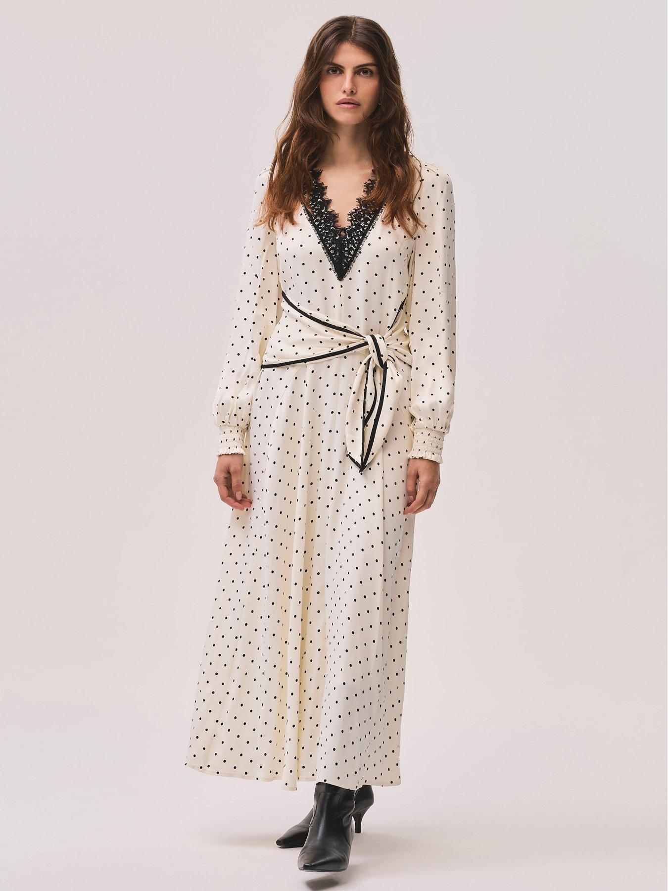 Mint Velvet Spot Print Scarf Maxi Dress - Cream