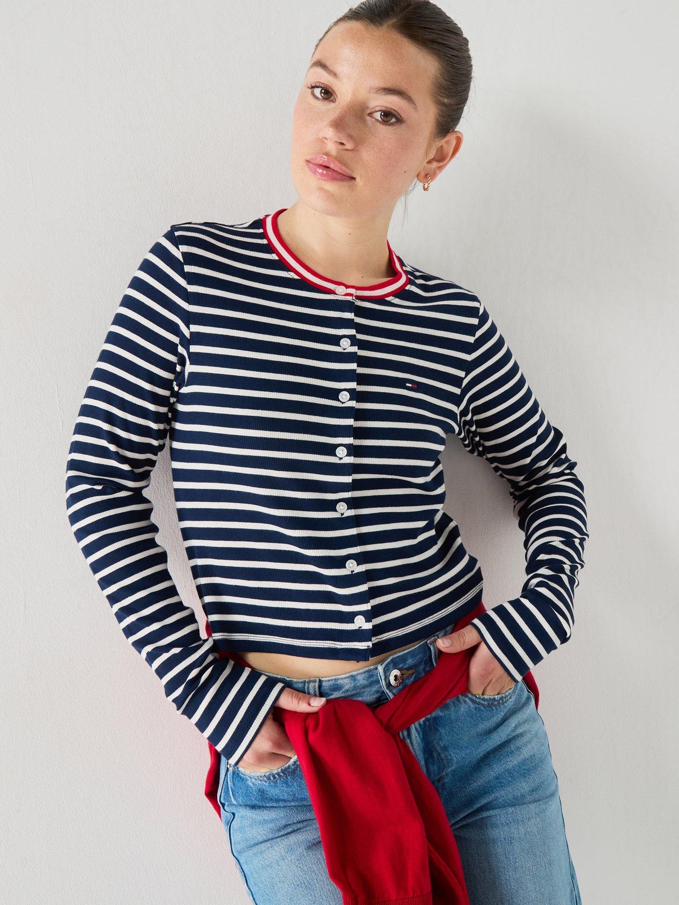 Tommy Jeans Tjw Slim Jersey Long Sleeve Cardigan - Blue