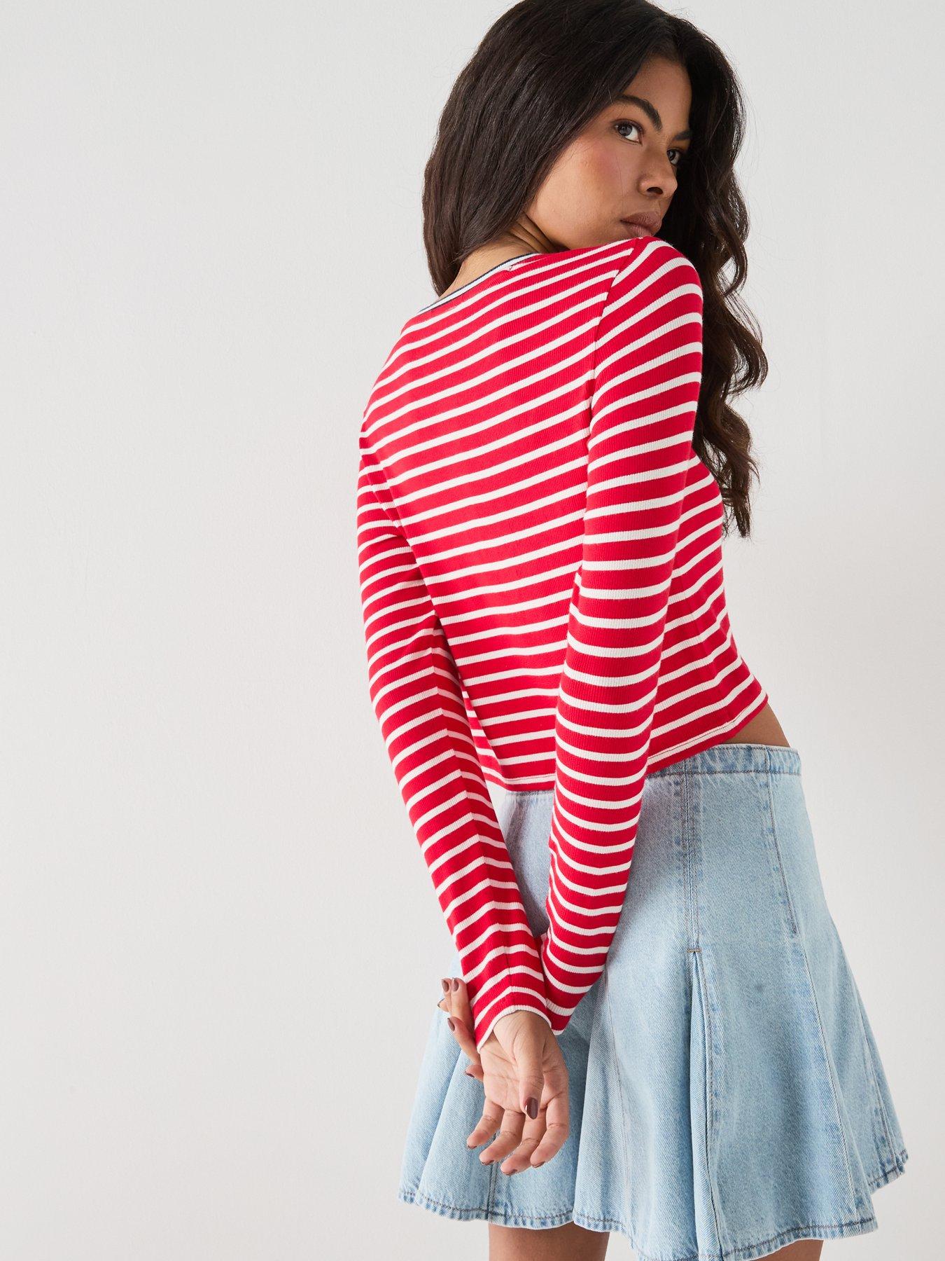 Image 2 of 6 of Tommy Jeans Slim Jersey Cardigan - Red
