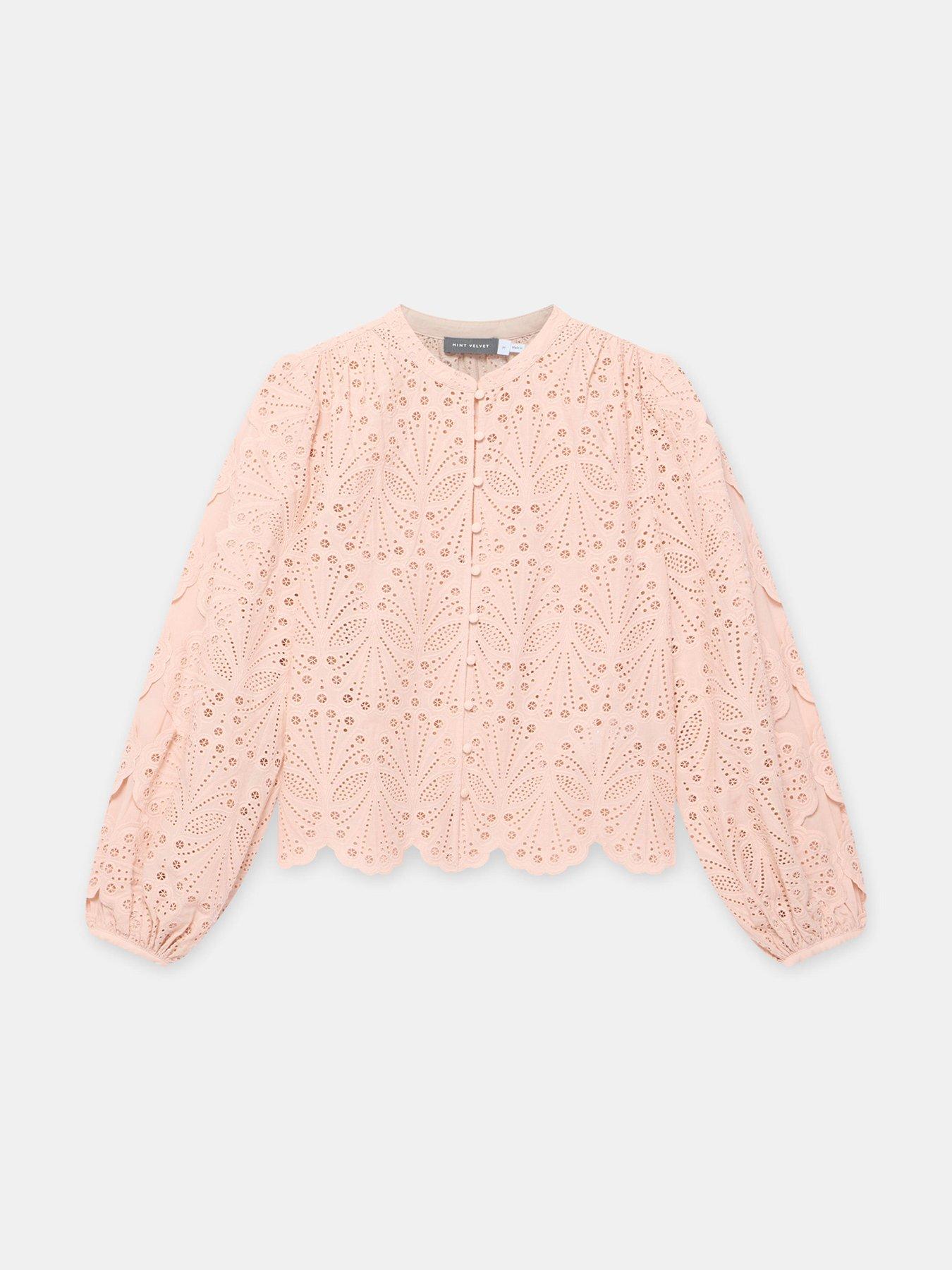 Image 5 of 6 of Mint Velvet Shell Broderie Blouse - Pink