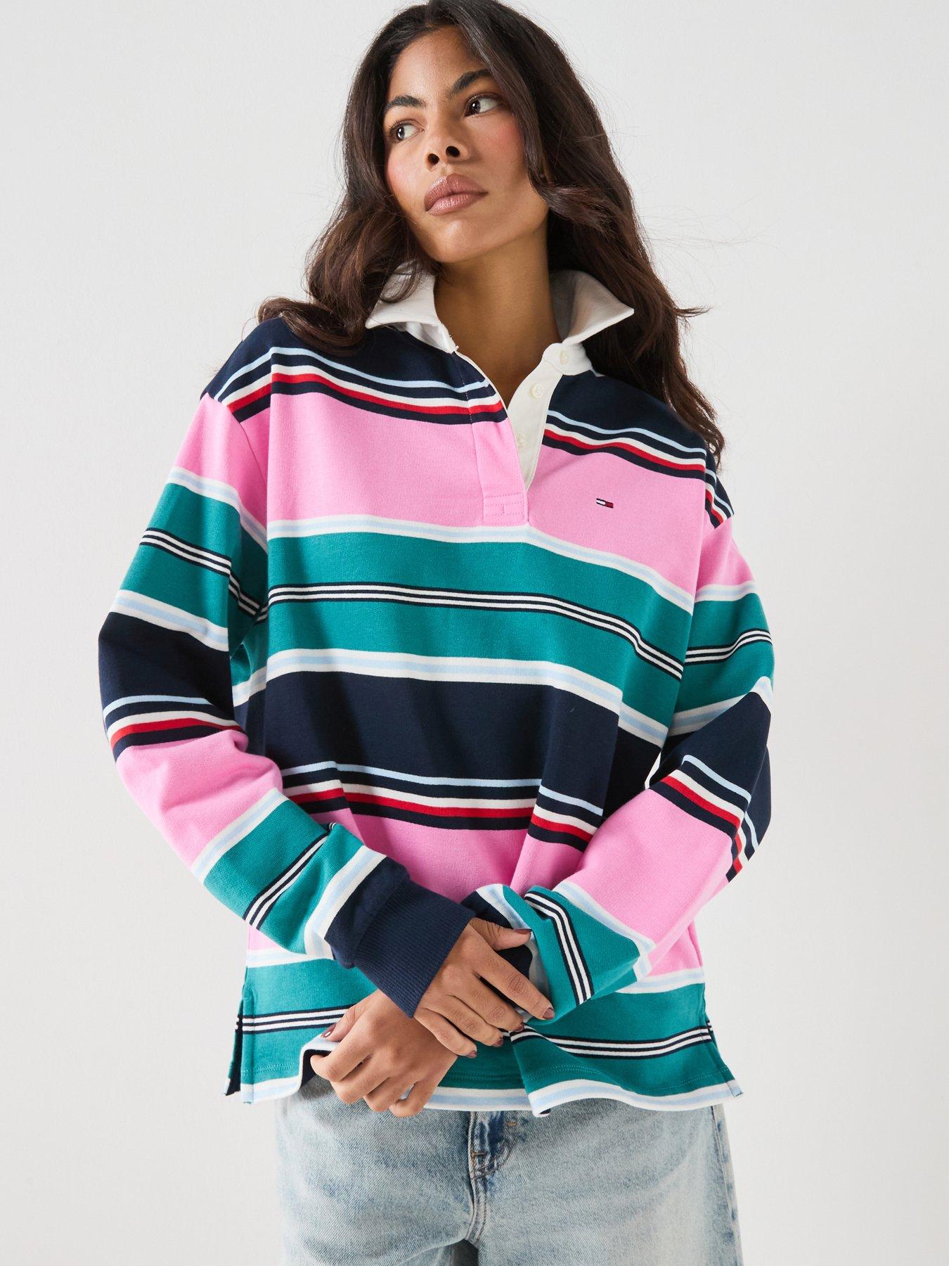 Tommy Jeans Tjw Multi Stripe Rugby Top - Pink