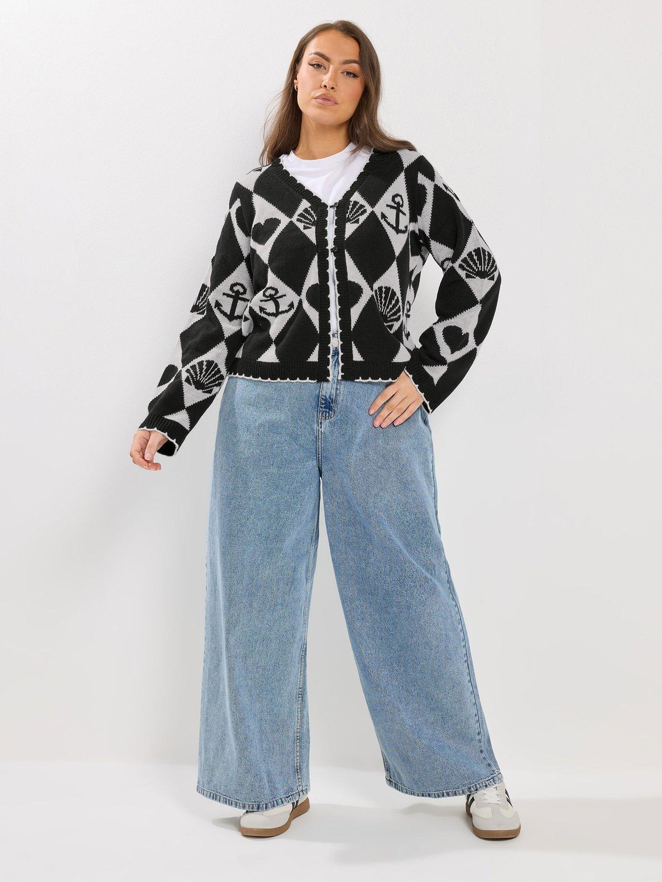  image of yours-sailor-print-cardigan-black