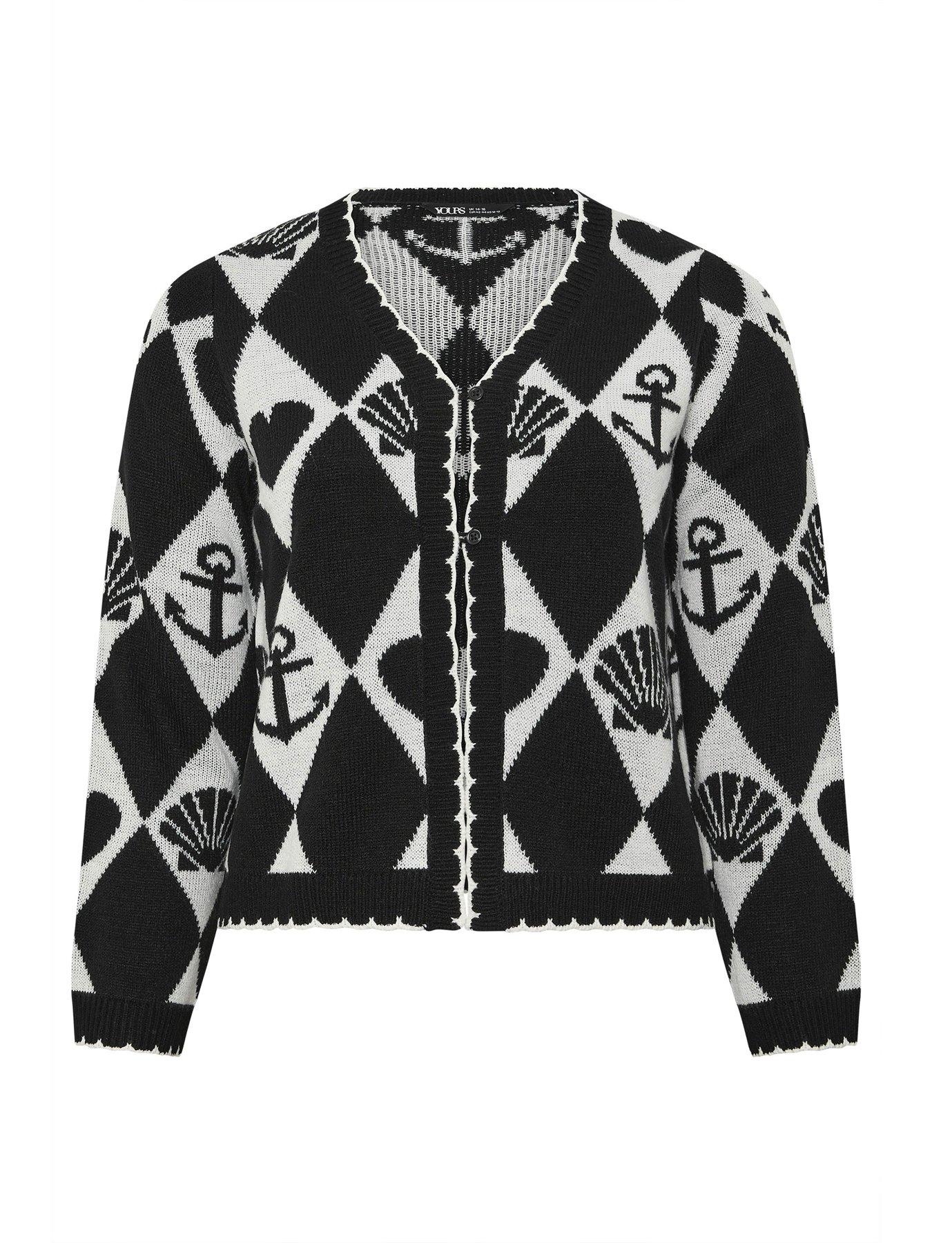  image of yours-sailor-print-cardigan-black