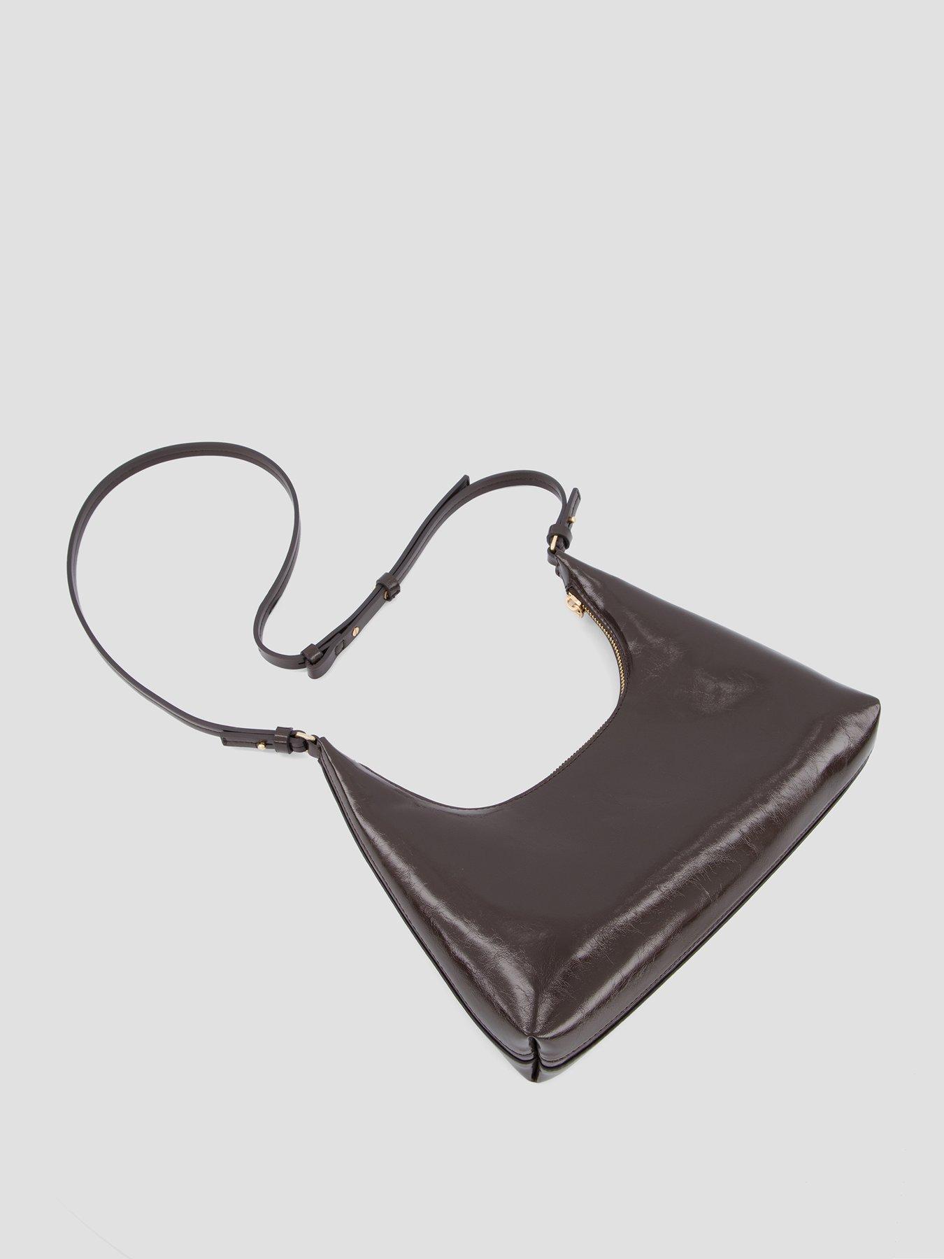 Image 2 of 4 of Calvin Klein Foil Logo Glossy Shoulder Bag - Brown