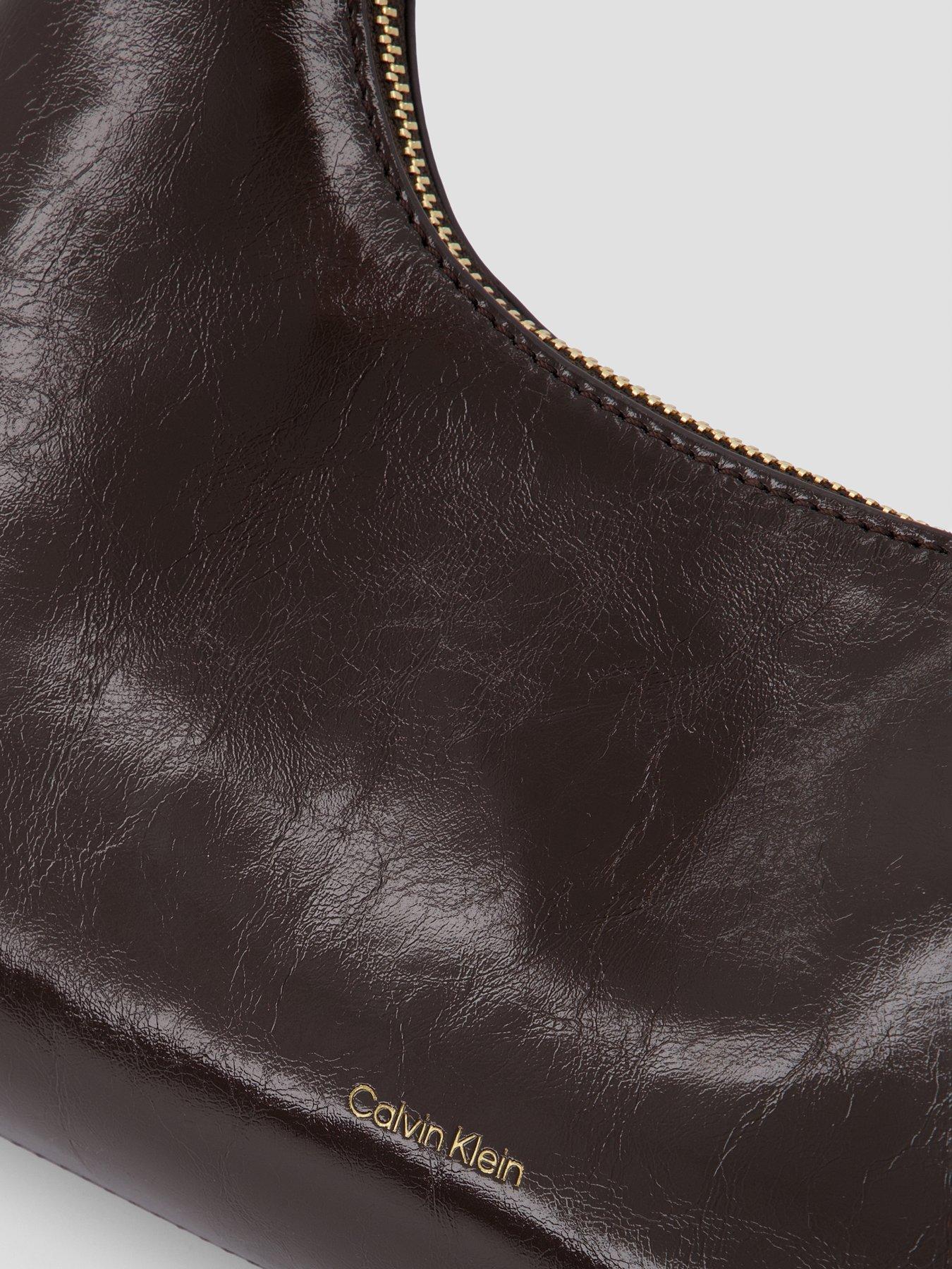 Image 3 of 4 of Calvin Klein Foil Logo Glossy Shoulder Bag - Brown