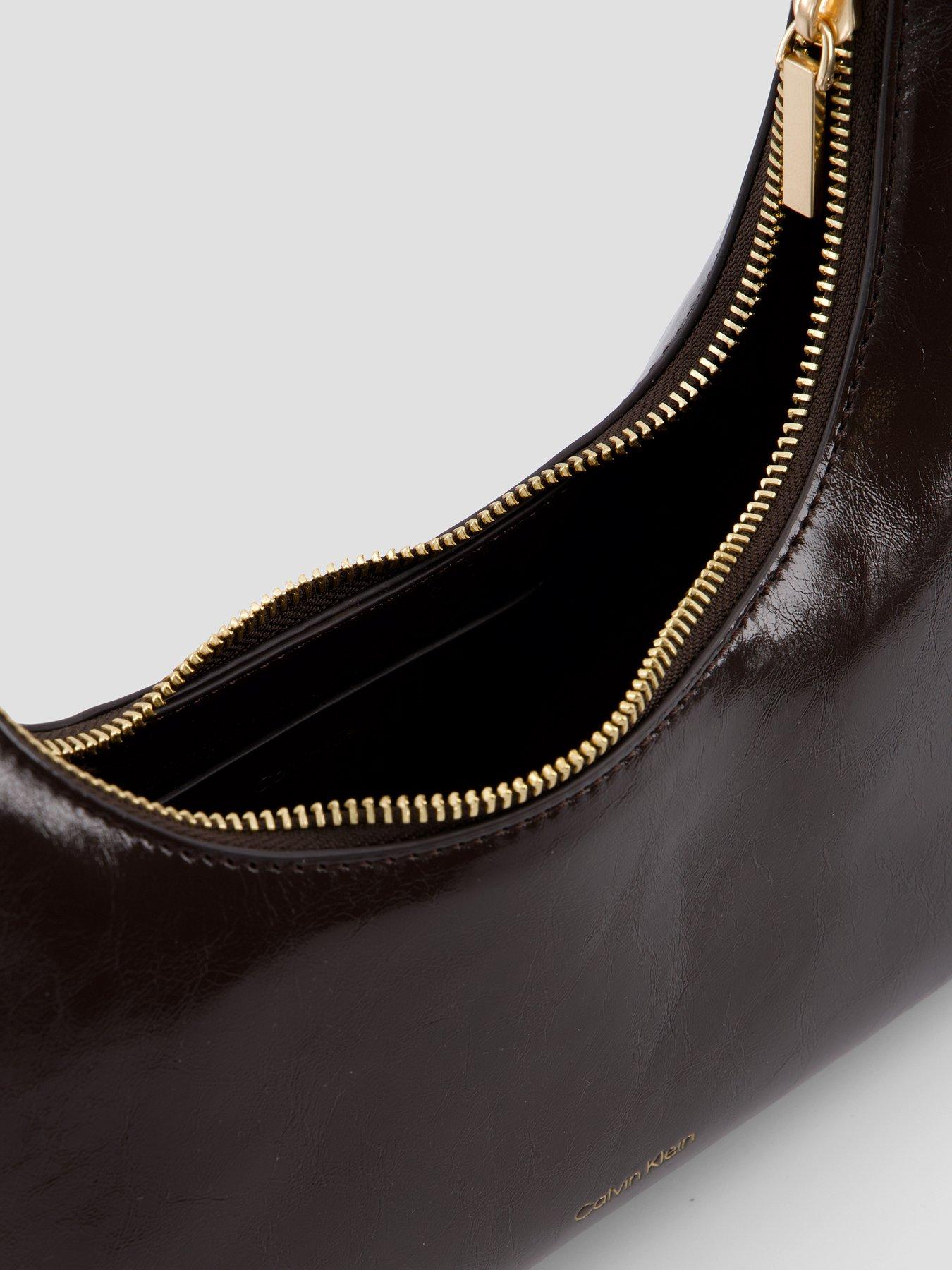 Image 4 of 4 of Calvin Klein Foil Logo Glossy Shoulder Bag - Brown