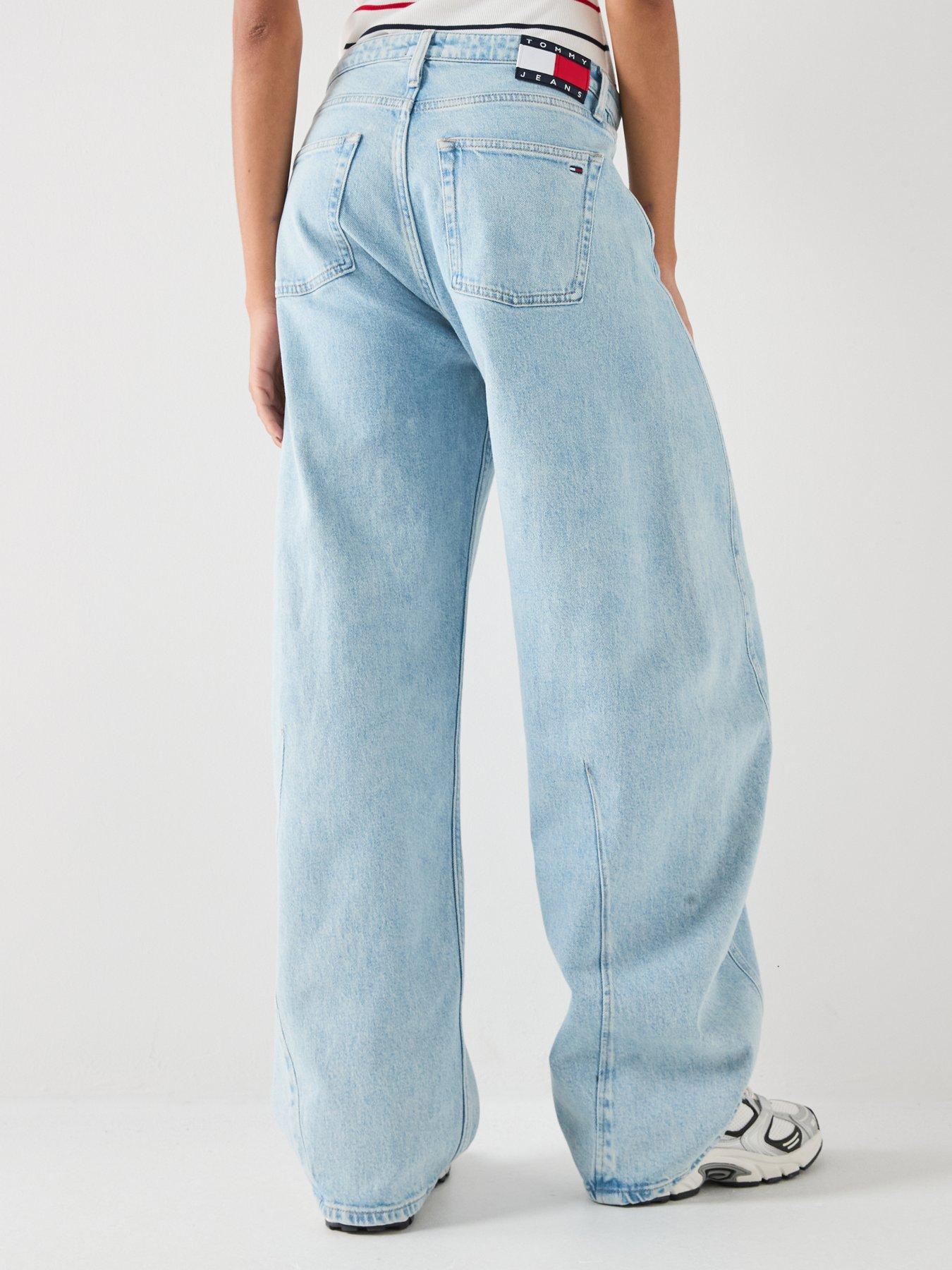 Image 2 of 6 of Tommy Jeans Twisted Seam Mid Rise Barrel Jeans - Denim Light