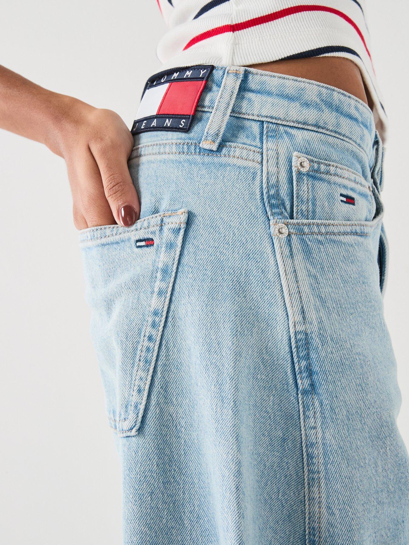 Image 4 of 6 of Tommy Jeans Twisted Seam Mid Rise Barrel Jeans - Denim Light