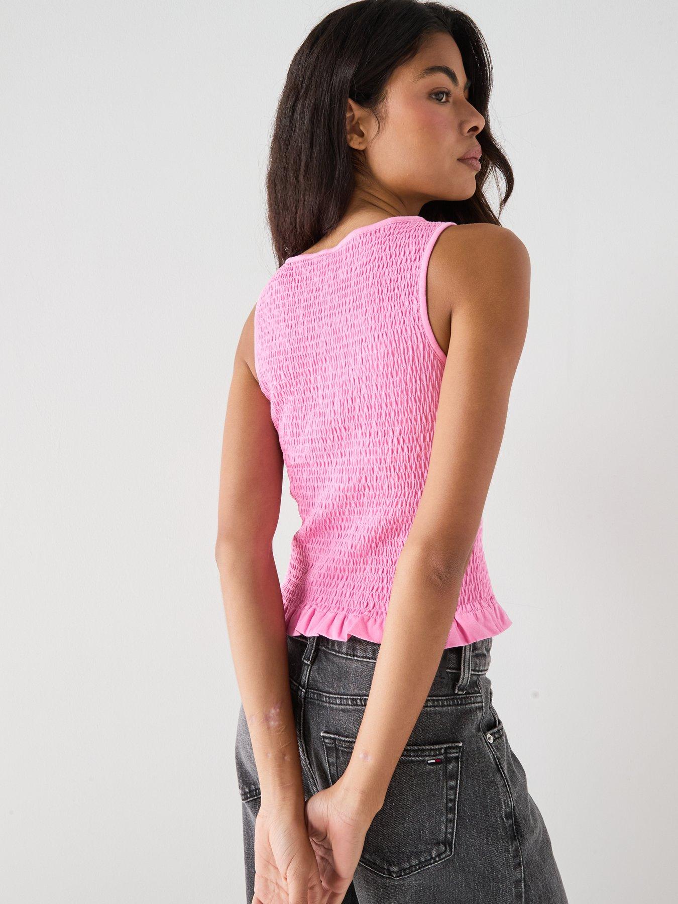Image 2 of 6 of Tommy Jeans Smock Slim Tank Top - Pink