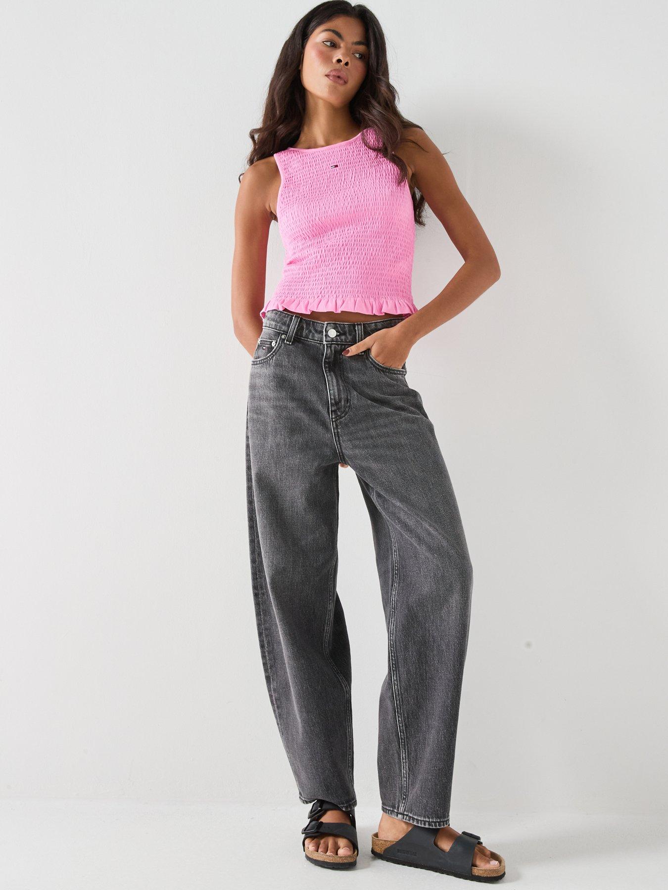 Image 3 of 6 of Tommy Jeans Smock Slim Tank Top - Pink