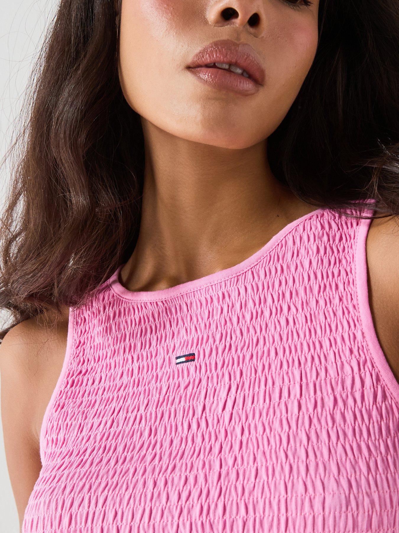 Image 4 of 6 of Tommy Jeans Smock Slim Tank Top - Pink