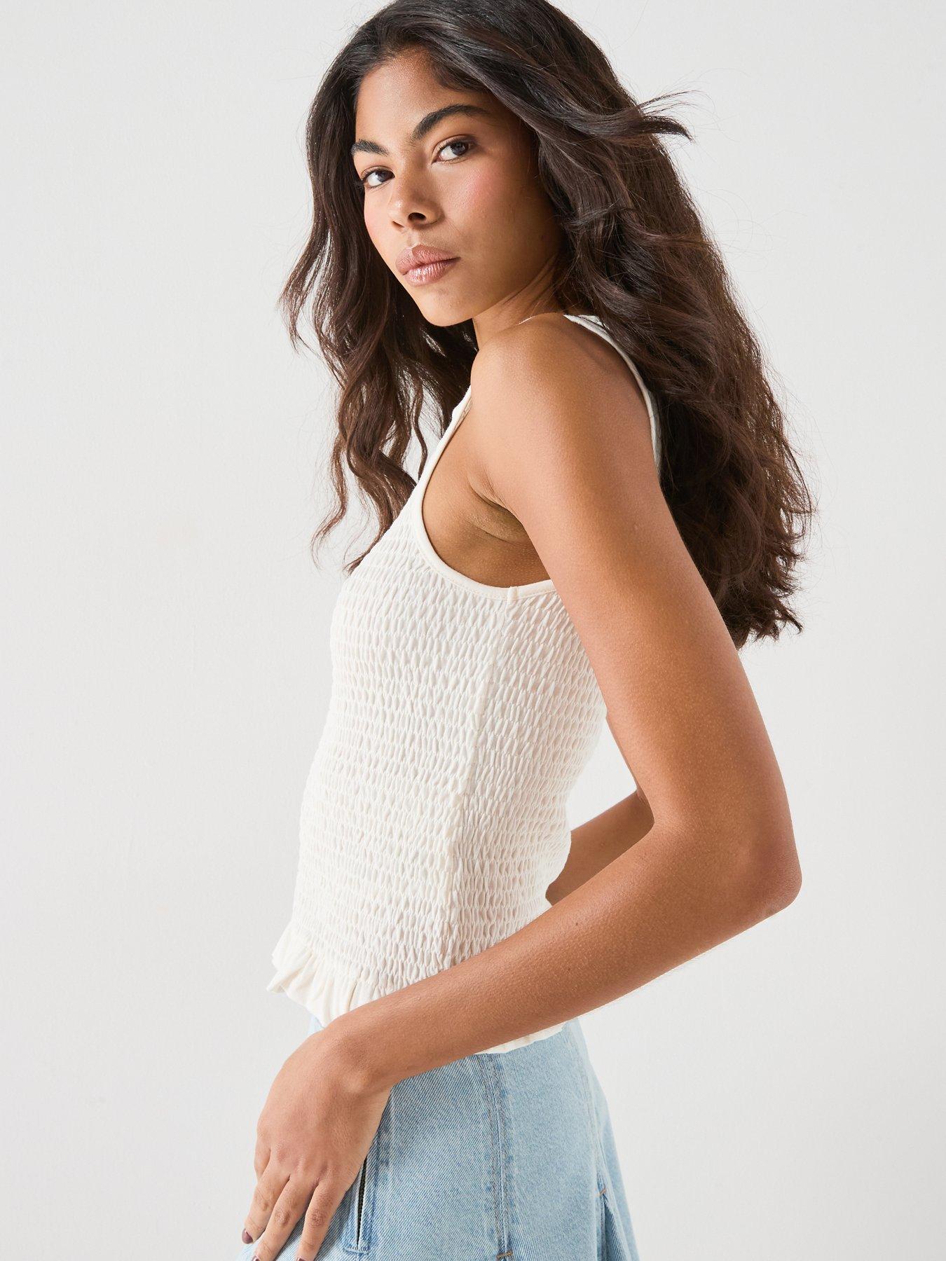 Image 6 of 6 of Tommy Jeans Smock Slim Tank Top - White
