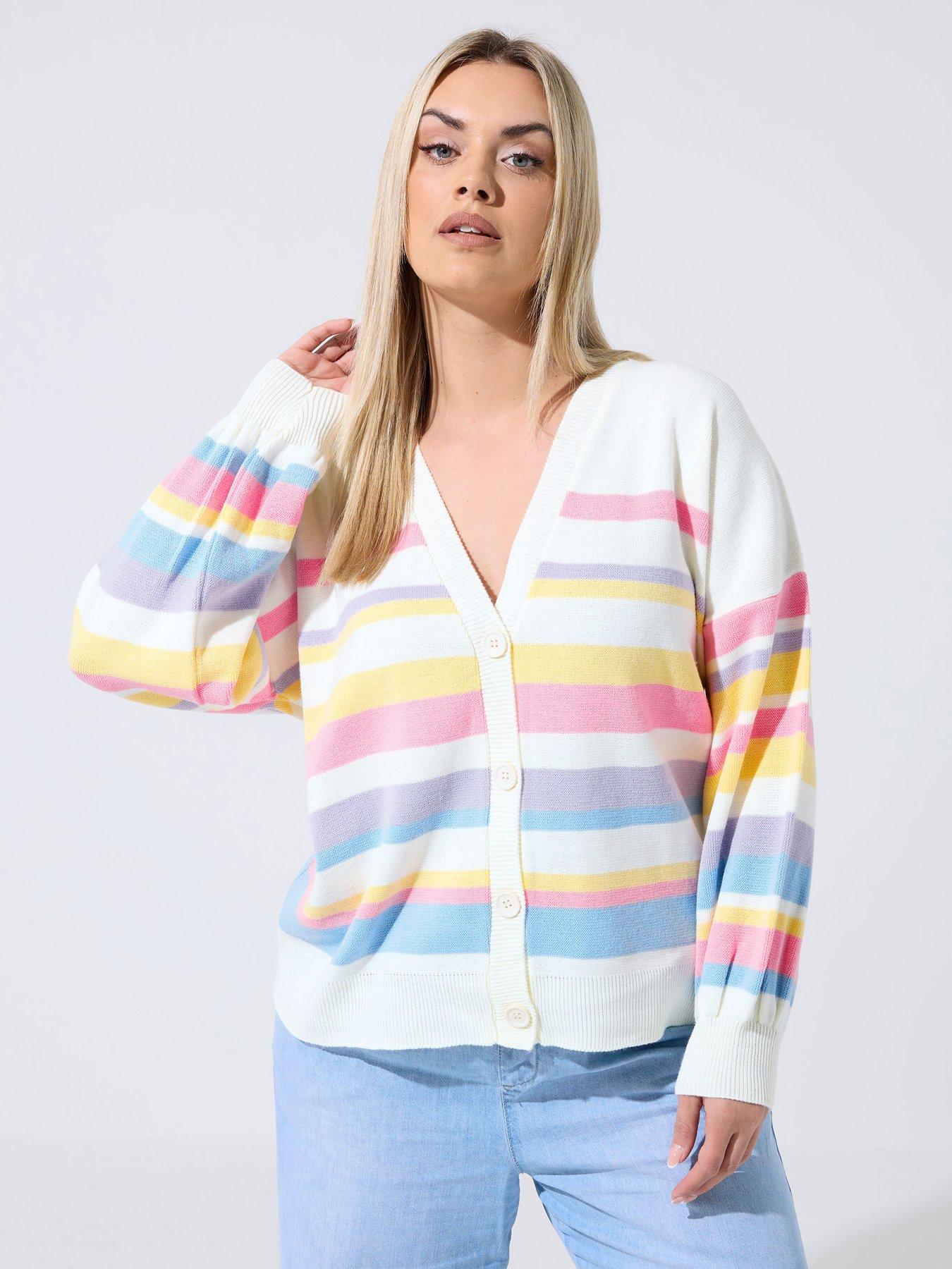 front image of yours-curve-stripe-cardigan
