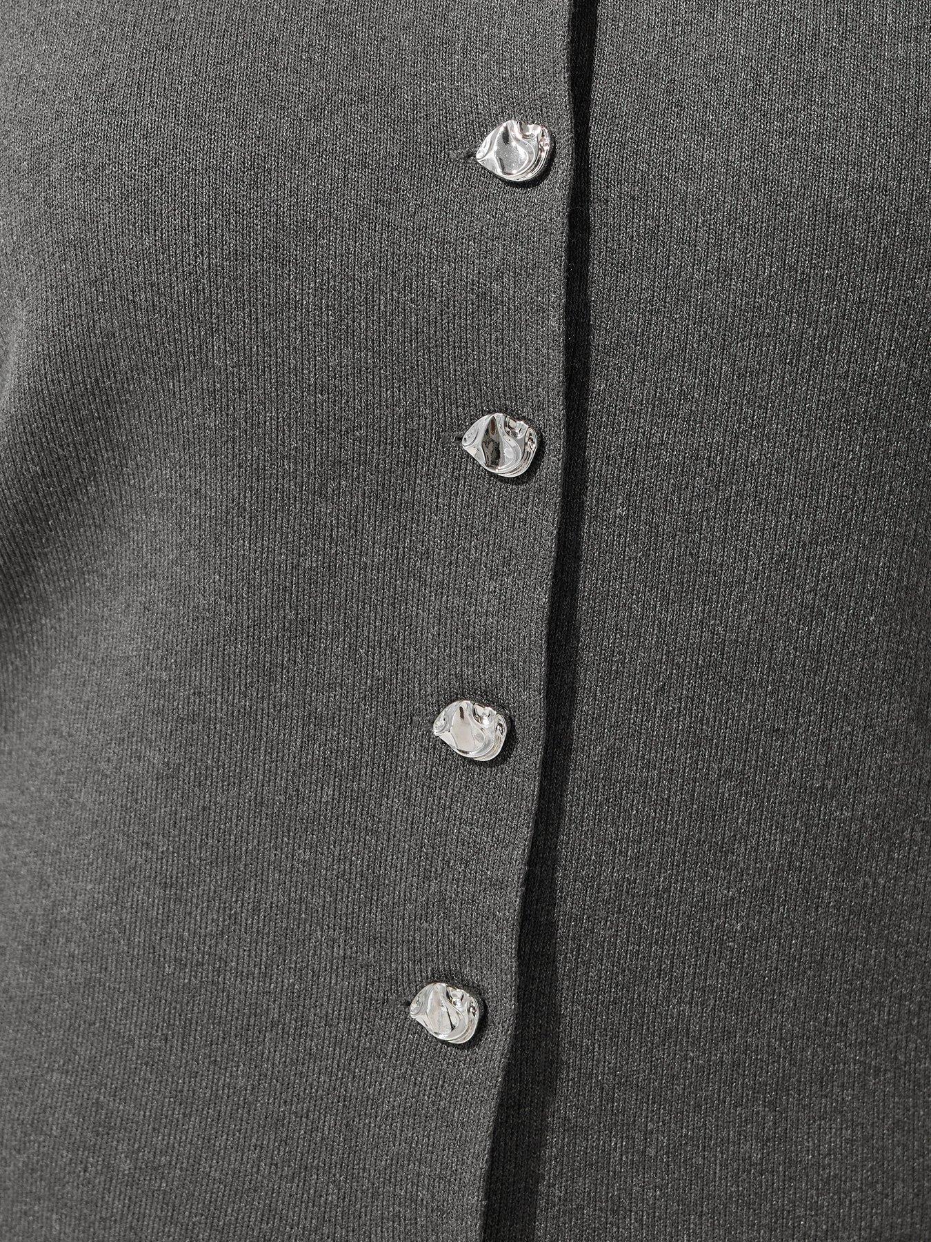 Image 4 of 6 of Yours Curve Long Sleeve Button Knit Top - Grey