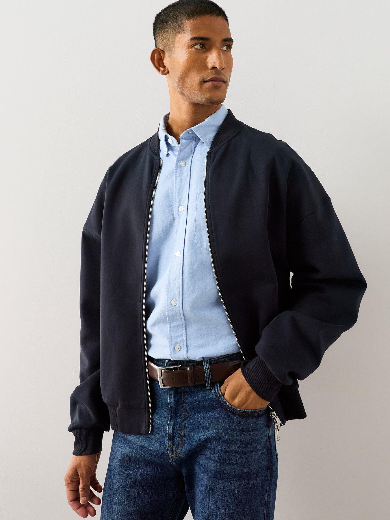 The Very Collection Cotton Blend Relaxed Fit Bomber Jacket - Navy