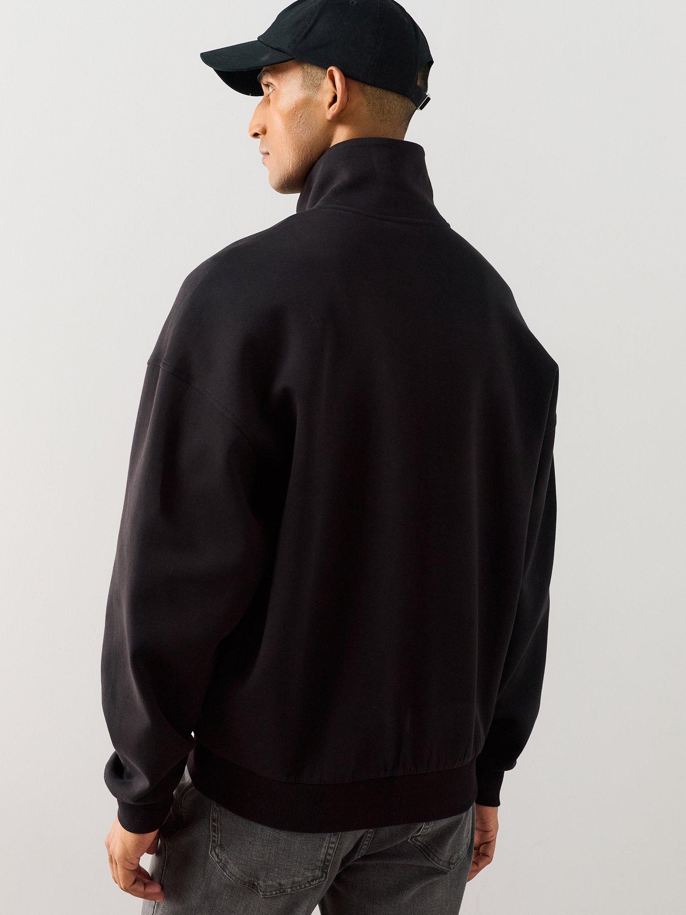 Image 2 of 7 of The Very Collection Cotton Rich Zip Through Relaxed Fit Funnel Neck Jacket - Black