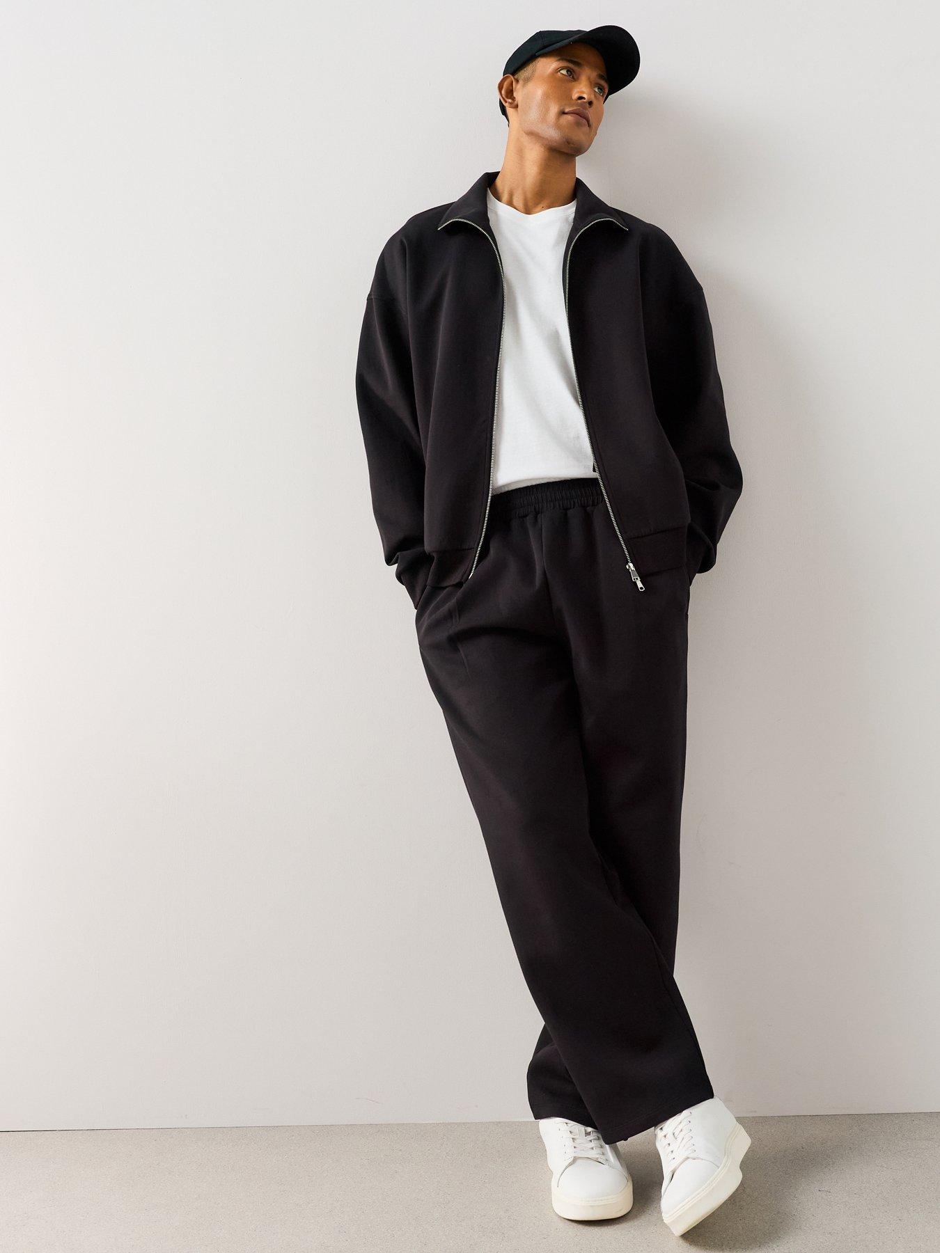 Image 3 of 7 of The Very Collection Cotton Rich Zip Through Relaxed Fit Funnel Neck Jacket - Black