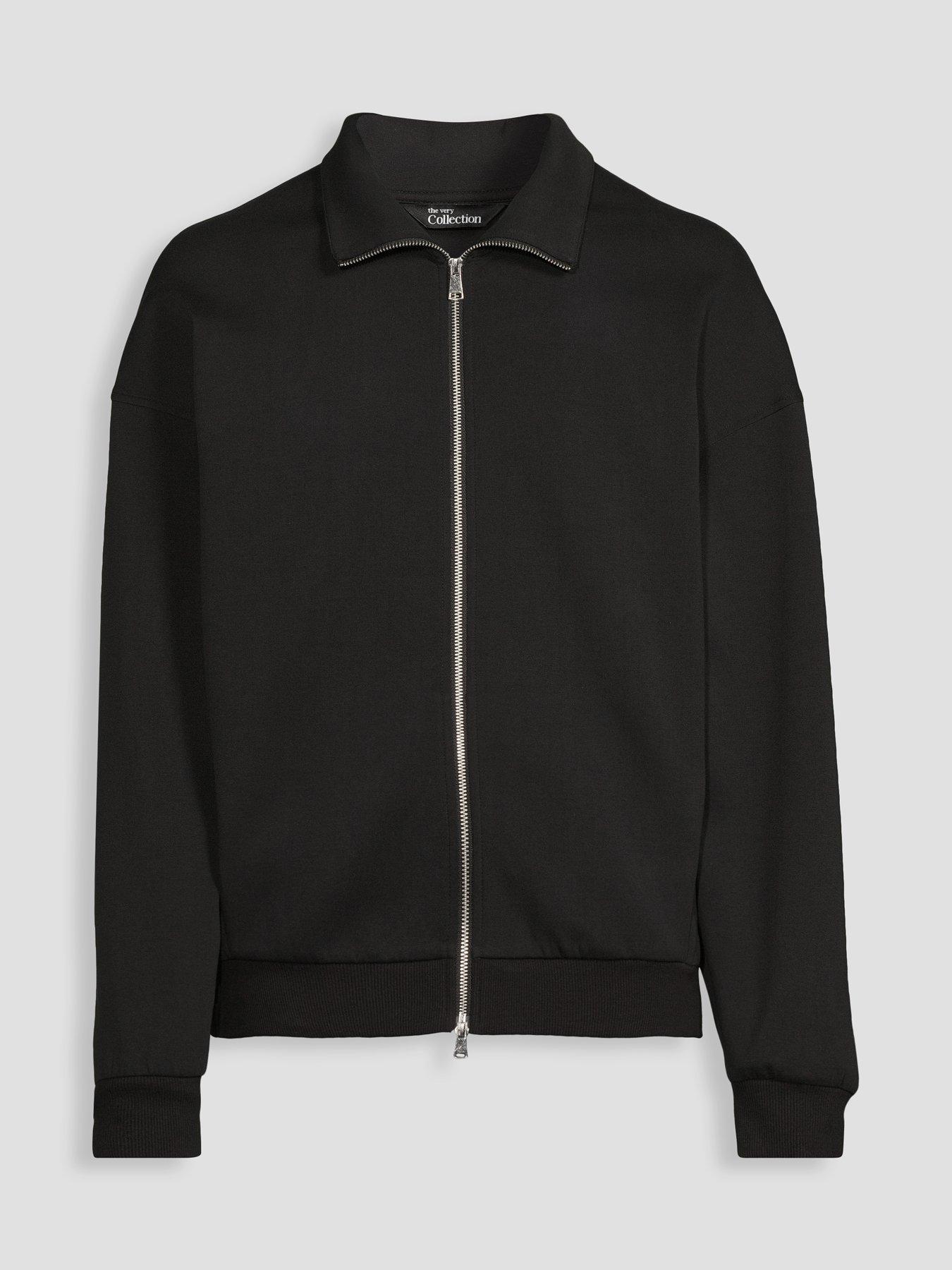 Image 7 of 7 of The Very Collection Cotton Rich Zip Through Relaxed Fit Funnel Neck Jacket - Black