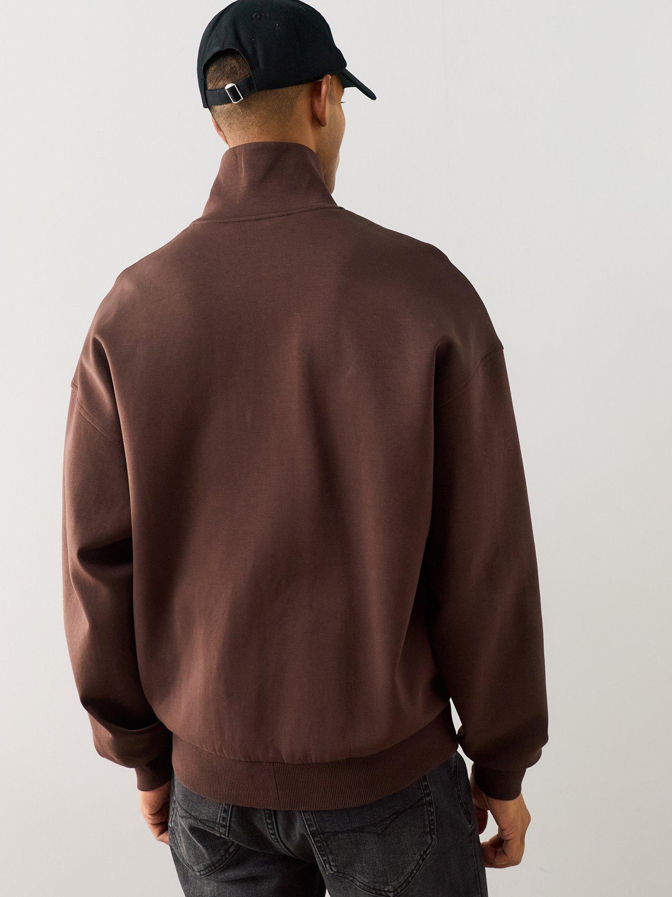 Image 2 of 7 of The Very Collection Cotton Rich Zip Through Relaxed Fit Funnel Neck Jacket - Brown