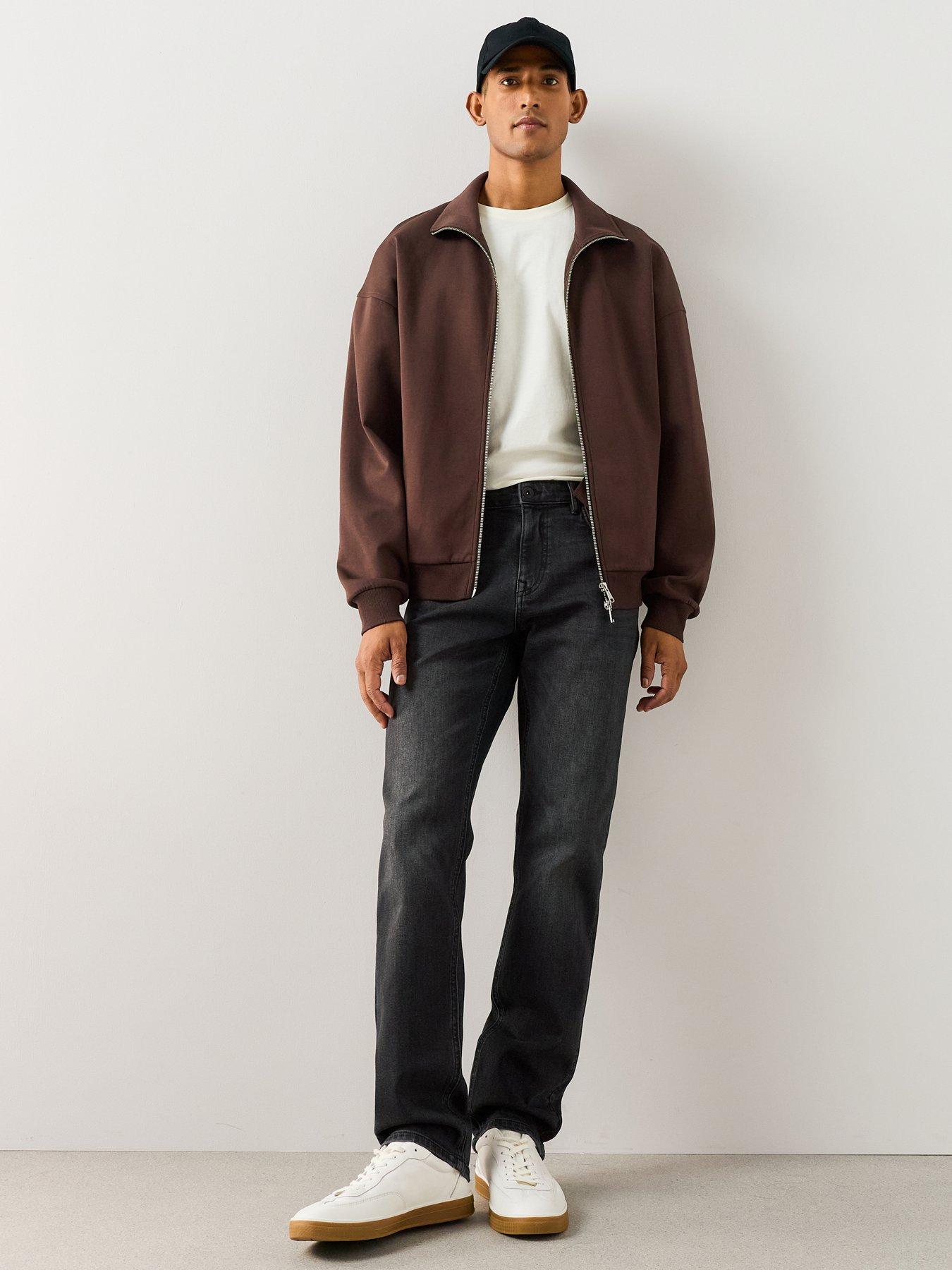 Image 3 of 7 of The Very Collection Cotton Rich Zip Through Relaxed Fit Funnel Neck Jacket - Brown