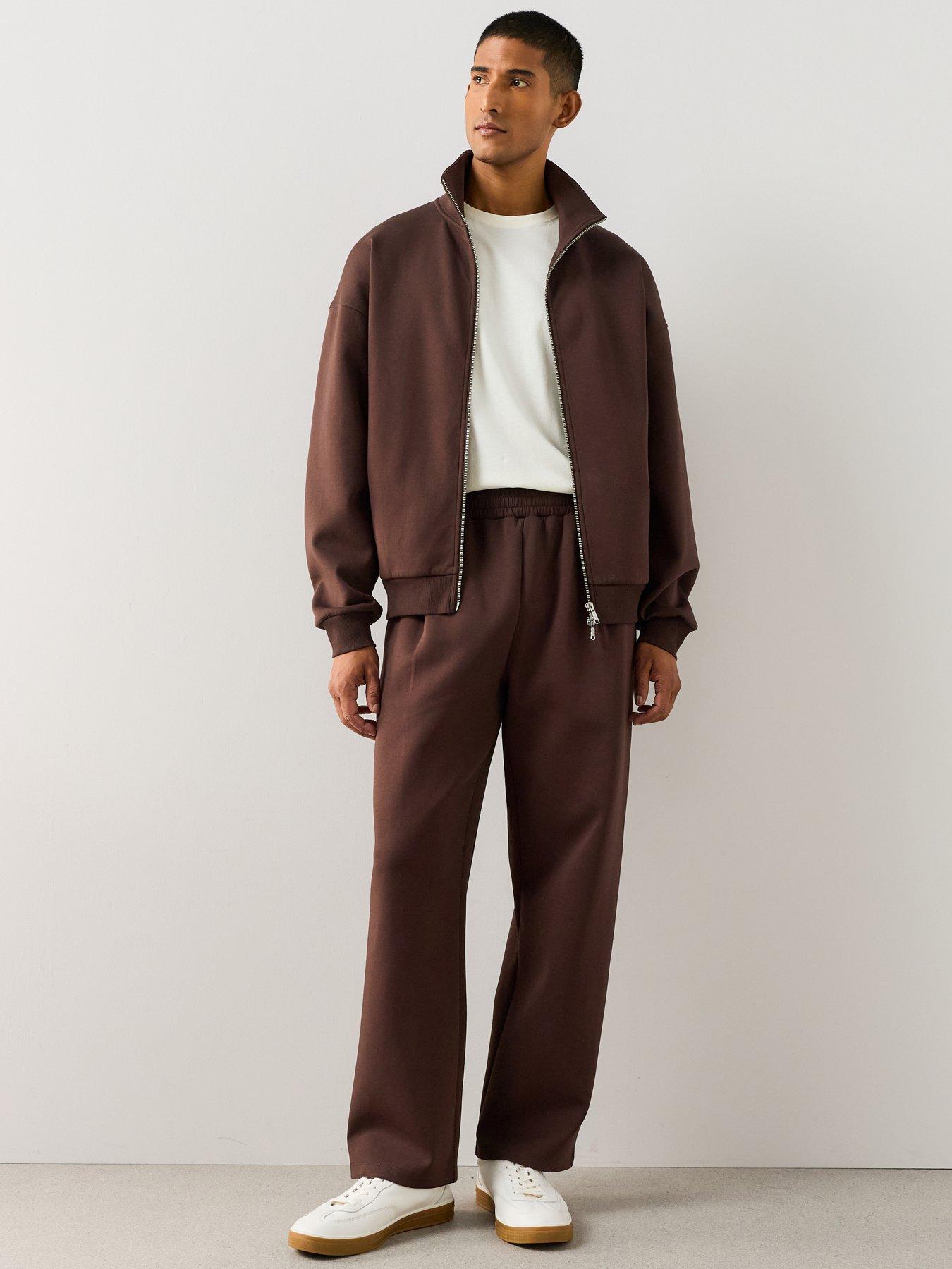 Image 4 of 7 of The Very Collection Cotton Rich Zip Through Relaxed Fit Funnel Neck Jacket - Brown