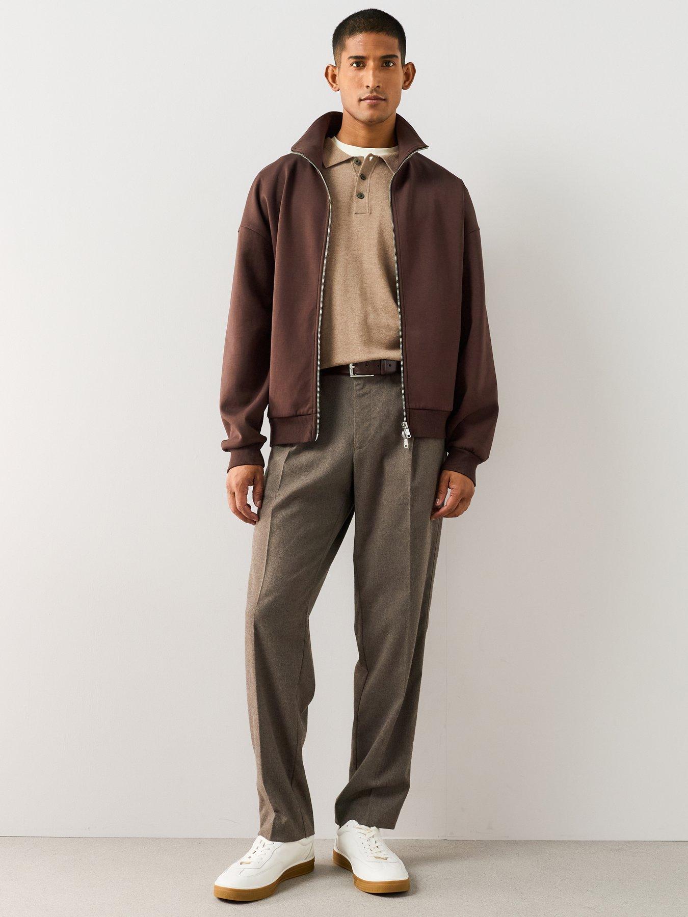 Image 5 of 7 of The Very Collection Cotton Rich Zip Through Relaxed Fit Funnel Neck Jacket - Brown