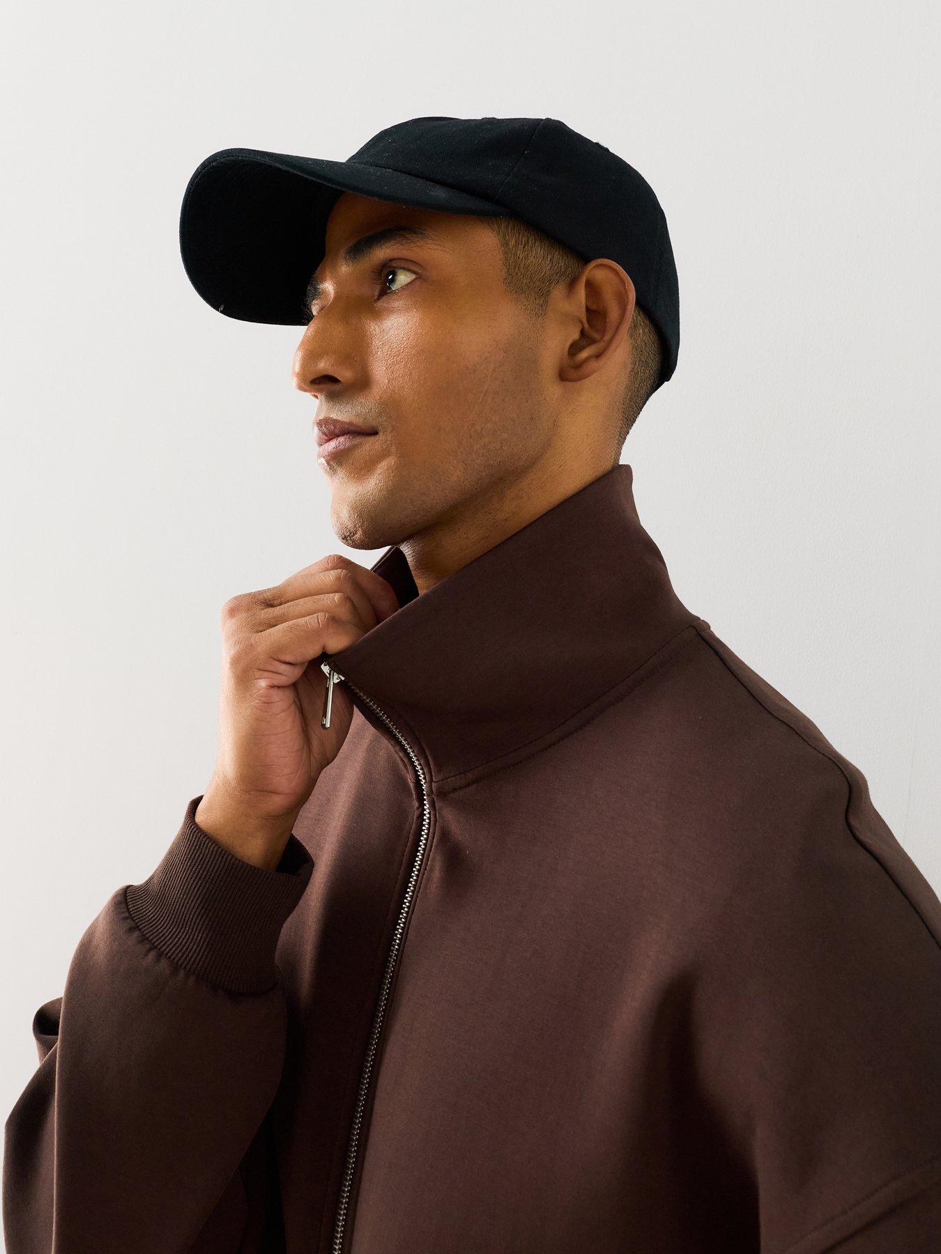 Image 6 of 7 of The Very Collection Cotton Rich Zip Through Relaxed Fit Funnel Neck Jacket - Brown