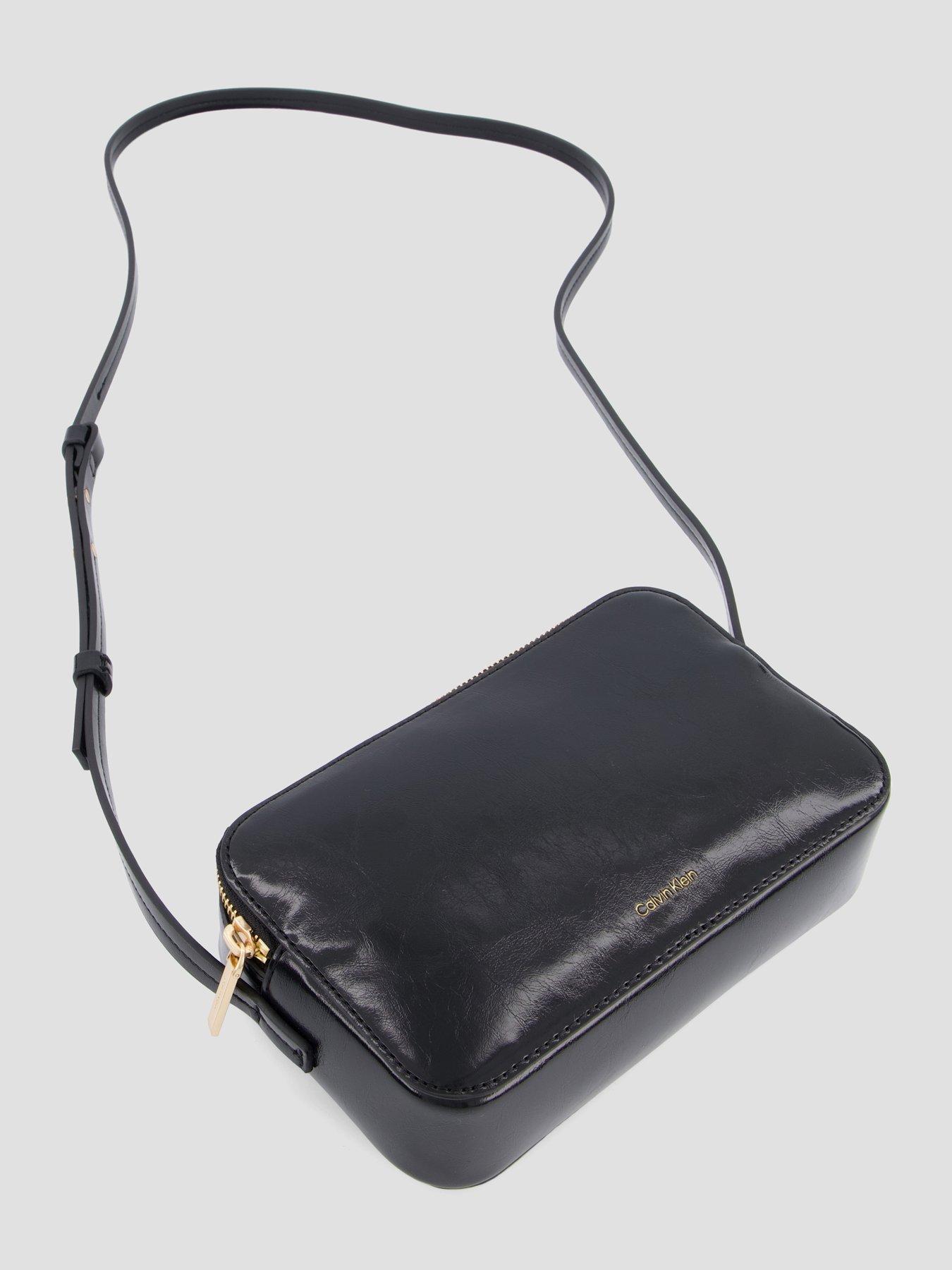 Image 2 of 6 of Calvin Klein Foil Logo Glossy Crossbody Camera Bag - Black