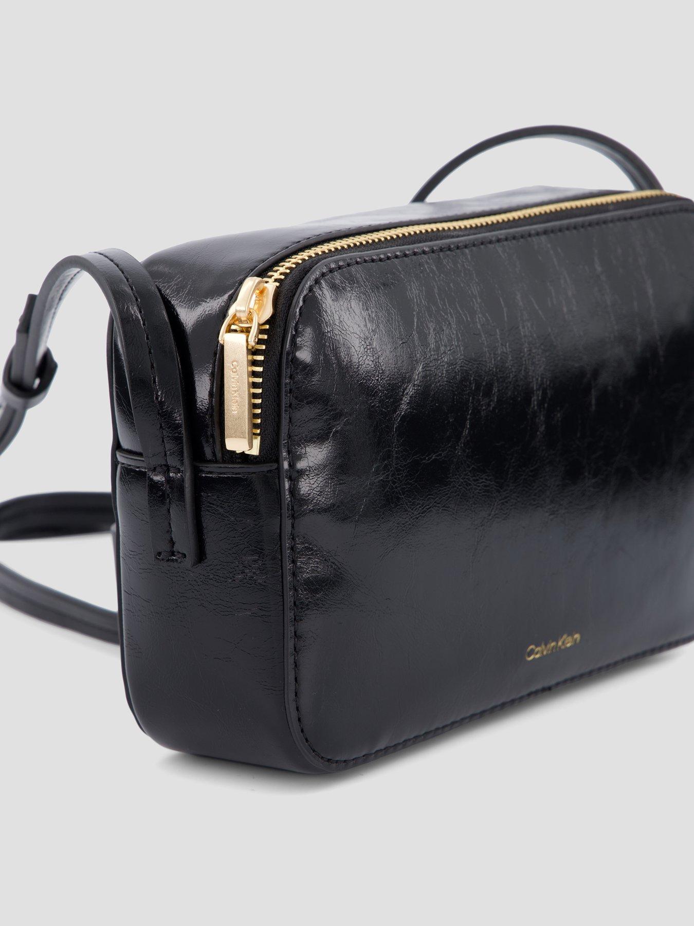 Image 3 of 6 of Calvin Klein Foil Logo Glossy Crossbody Camera Bag - Black
