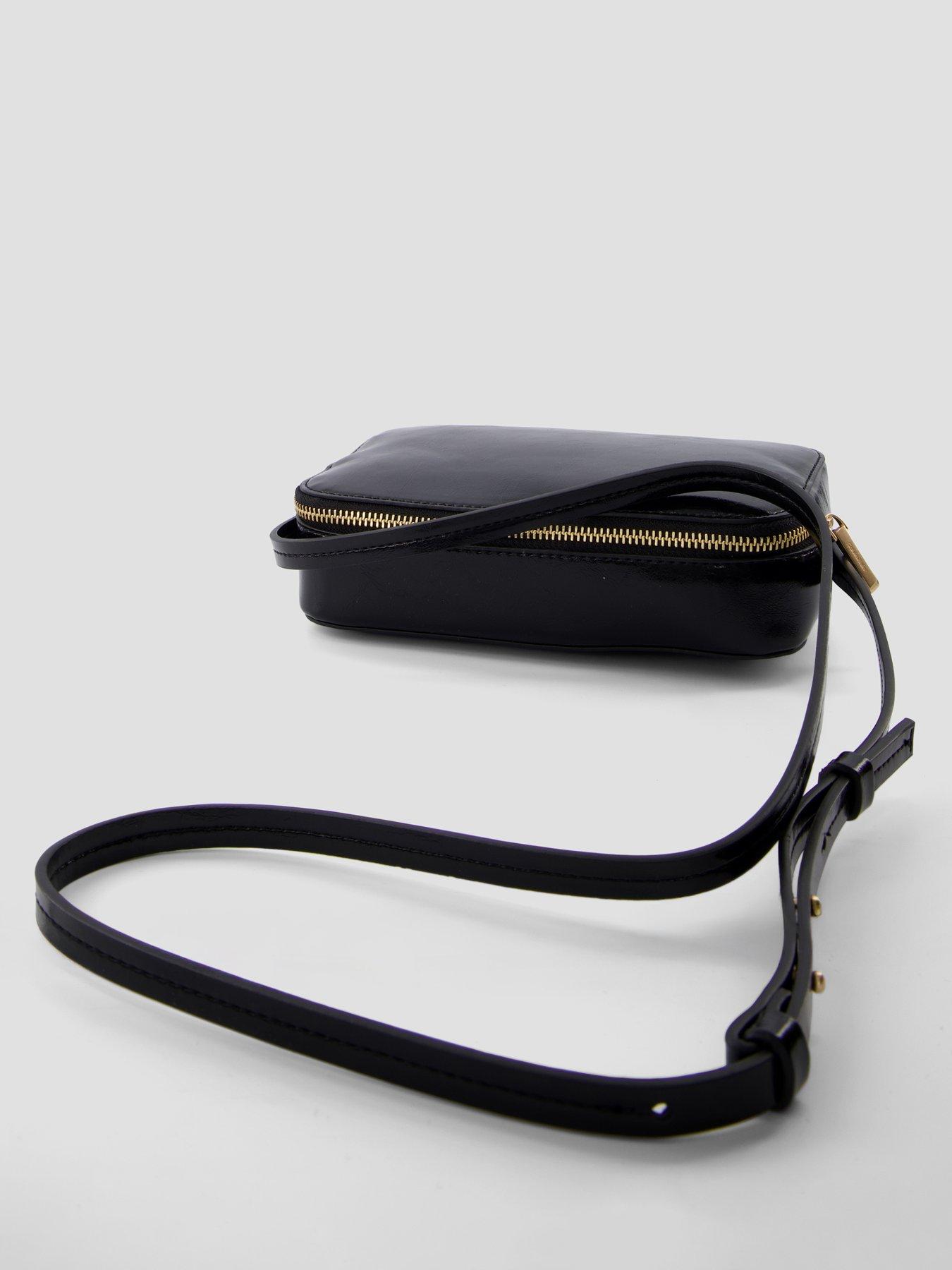 Image 4 of 6 of Calvin Klein Foil Logo Glossy Crossbody Camera Bag - Black
