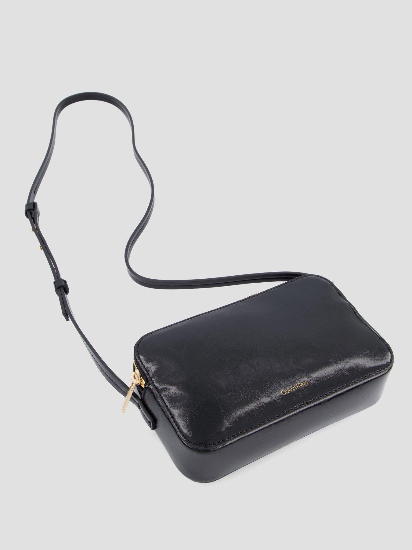 Image 6 of 6 of Calvin Klein Foil Logo Glossy Crossbody Camera Bag - Black