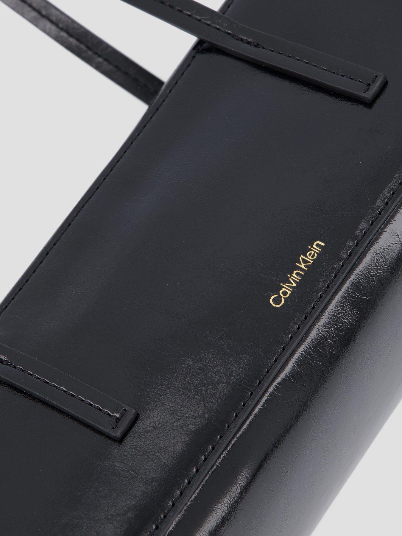 Image 3 of 4 of Calvin Klein Foil Logo Glossy Bauletto - Black